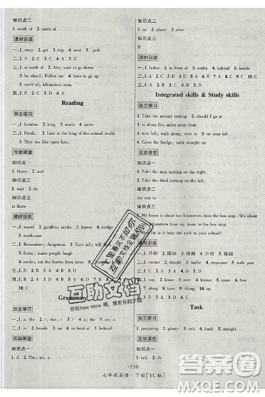 海南出版社2021名師名題英語(yǔ)七年級(jí)下冊(cè)YL譯林版答案