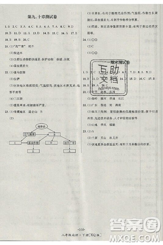 海南出版社2021名師名題地理八年級下冊XQ商務(wù)星球版答案