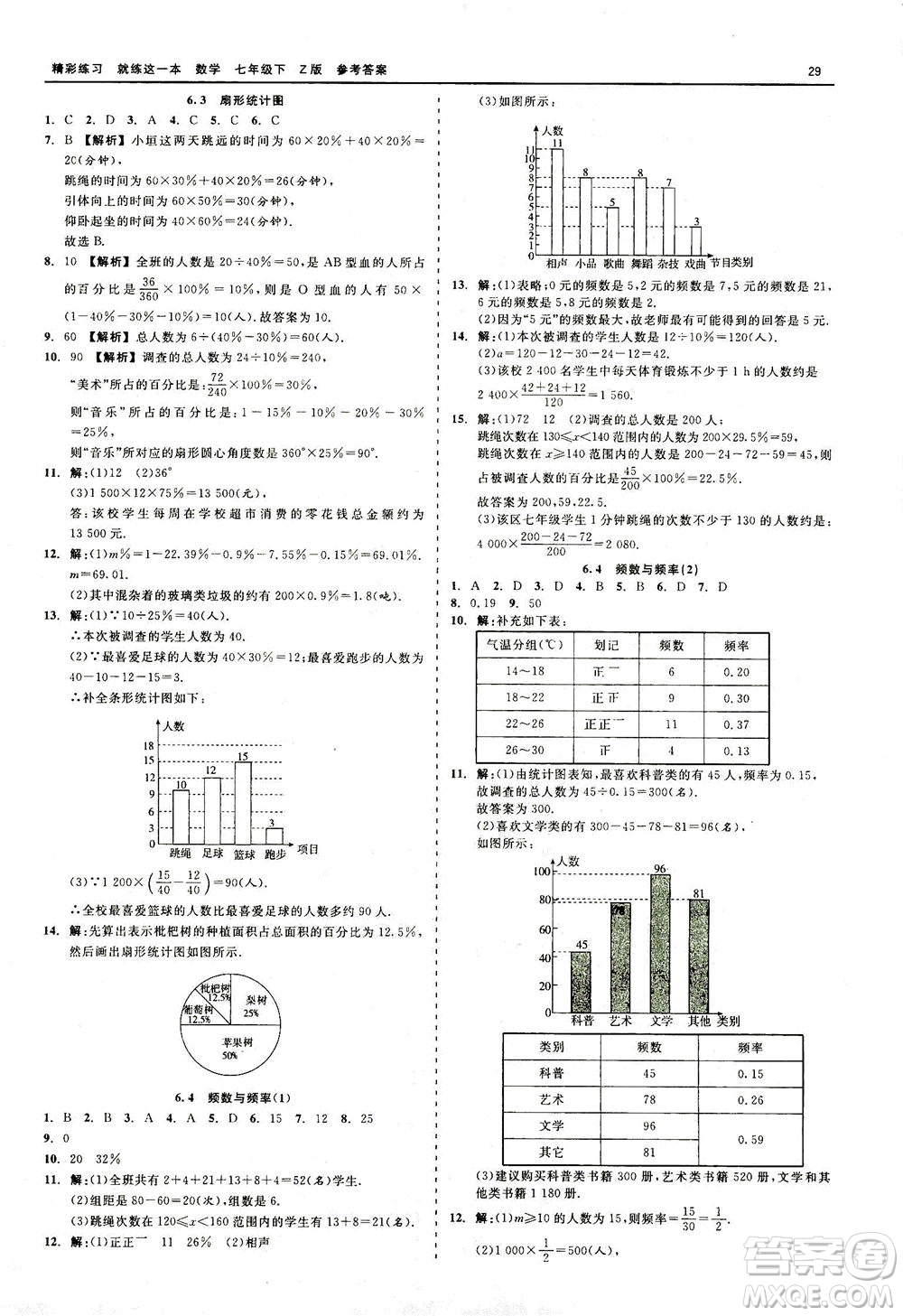 浙江工商大學(xué)出版社2021精彩練習(xí)就練這一本七年級數(shù)學(xué)下冊浙教版答案