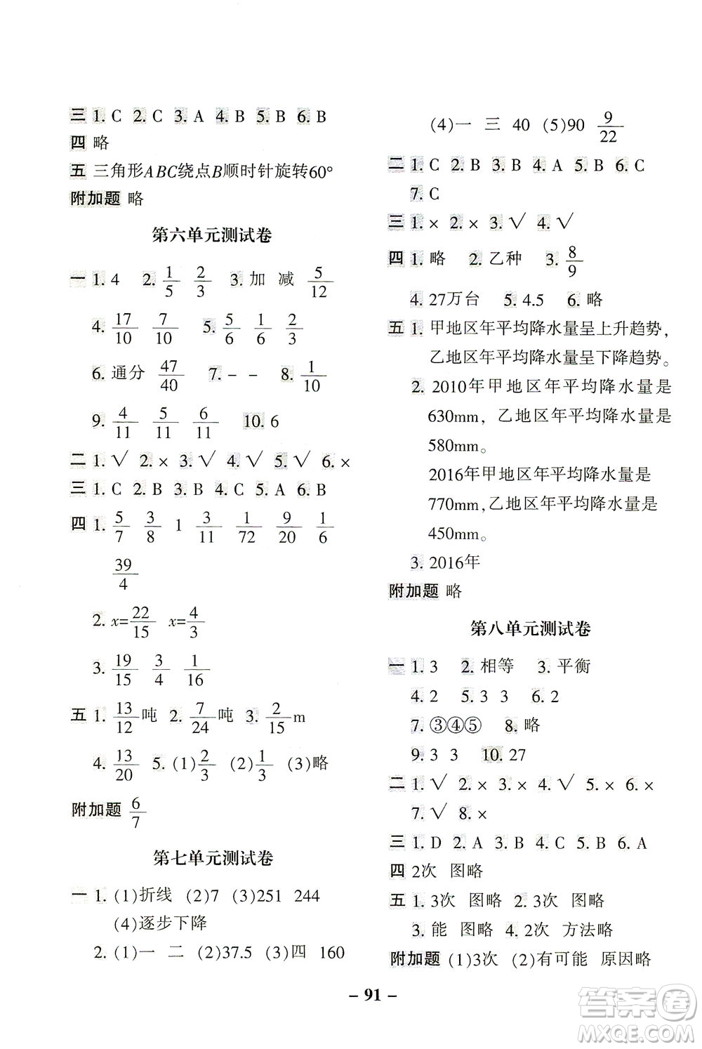 河北少年兒童出版社2021期末闖關(guān)100分?jǐn)?shù)學(xué)五年級(jí)下冊(cè)RJ人教版答案