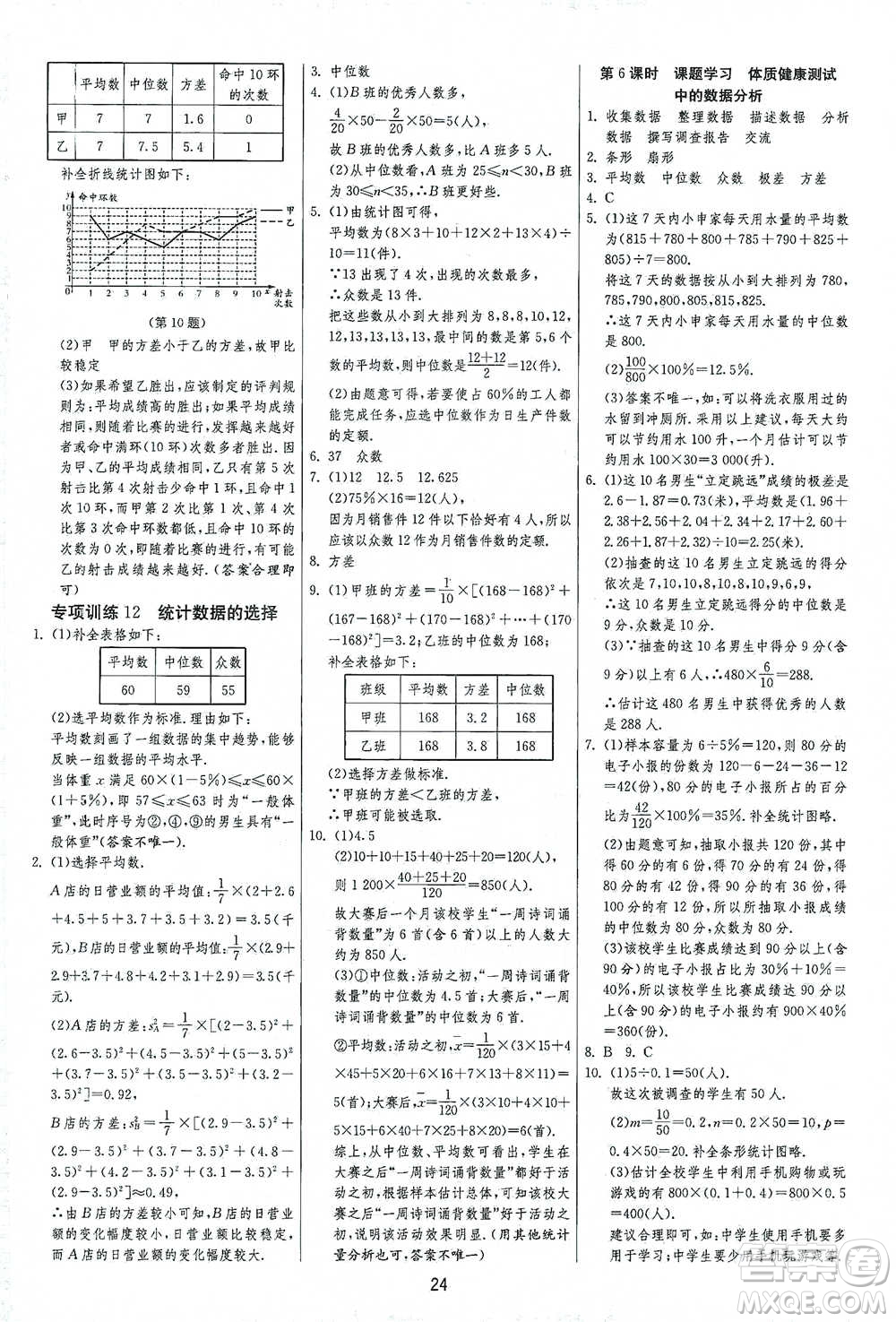 江蘇人民出版社2021年1課3練單元達(dá)標(biāo)測(cè)試八年級(jí)下冊(cè)數(shù)學(xué)人教版參考答案