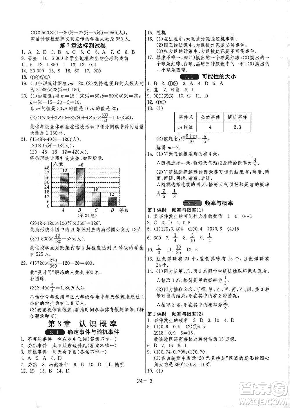 江蘇人民出版社2021年1課3練單元達(dá)標(biāo)測試八年級(jí)下冊數(shù)學(xué)蘇科版參考答案