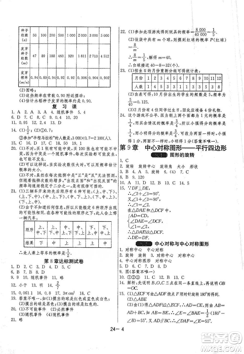 江蘇人民出版社2021年1課3練單元達(dá)標(biāo)測試八年級(jí)下冊數(shù)學(xué)蘇科版參考答案