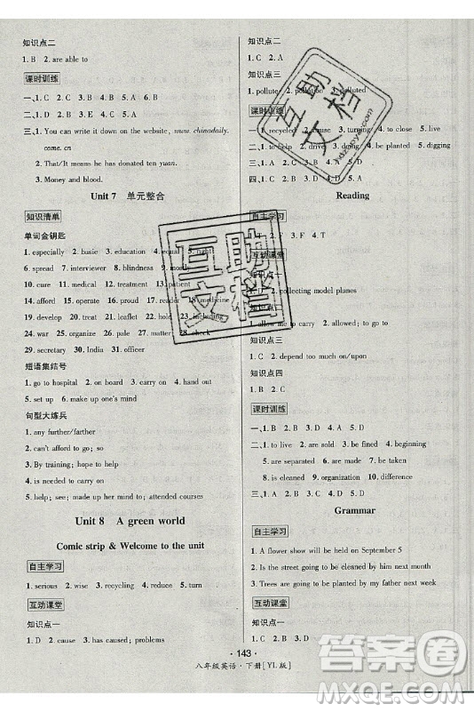 海南出版社2021名師名題英語(yǔ)八年級(jí)下冊(cè)YL譯林版答案