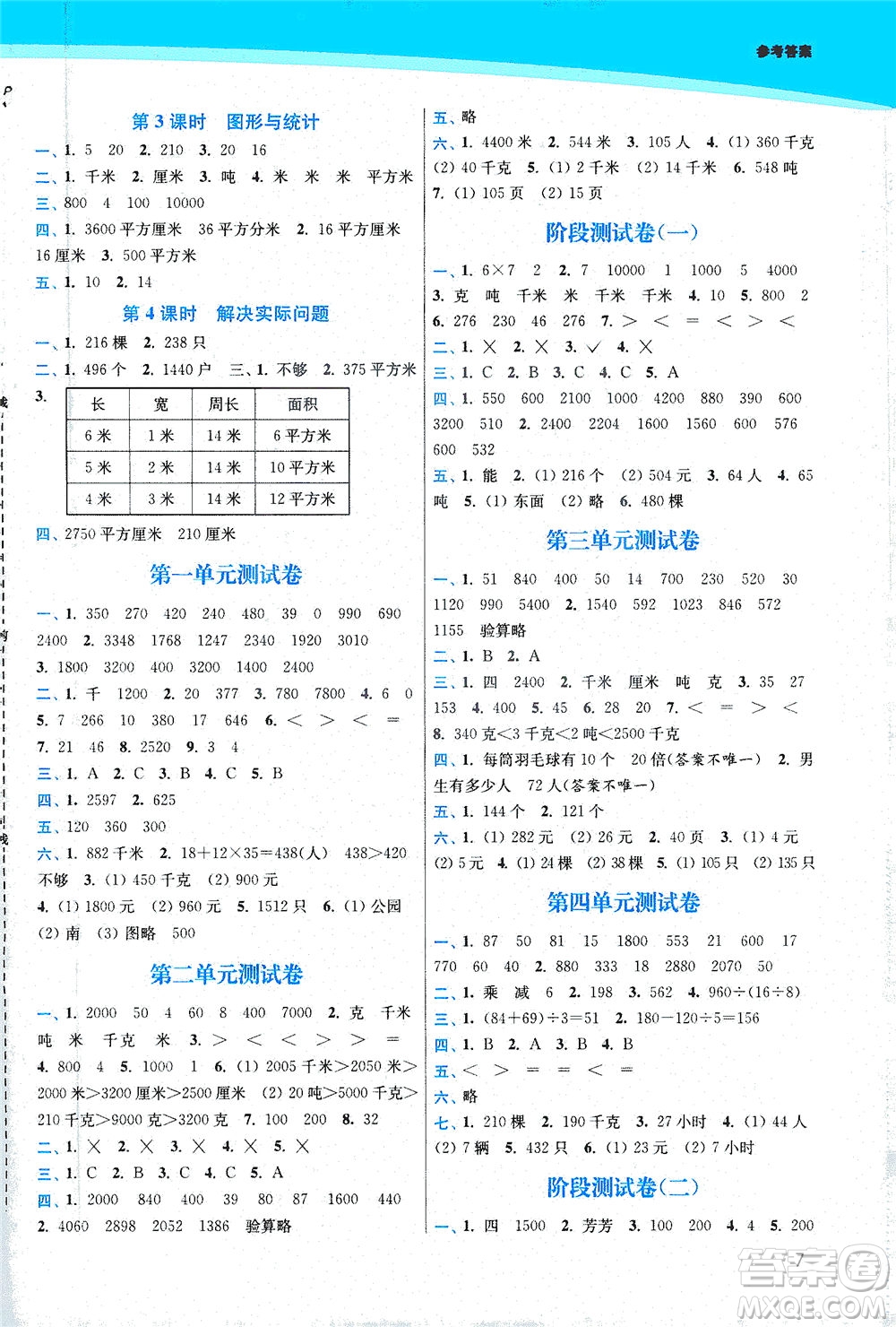 東南大學(xué)出版社2021金3練三年級數(shù)學(xué)下冊江蘇版答案