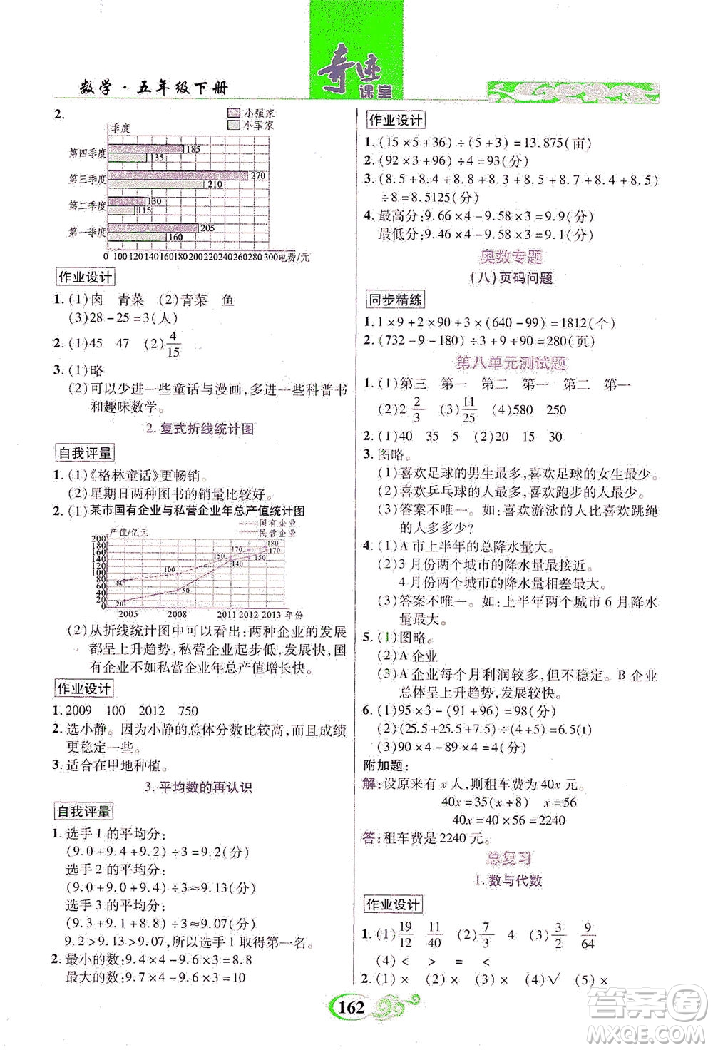 武漢出版社2021奇跡課堂數(shù)學(xué)五年級下冊北師版答案