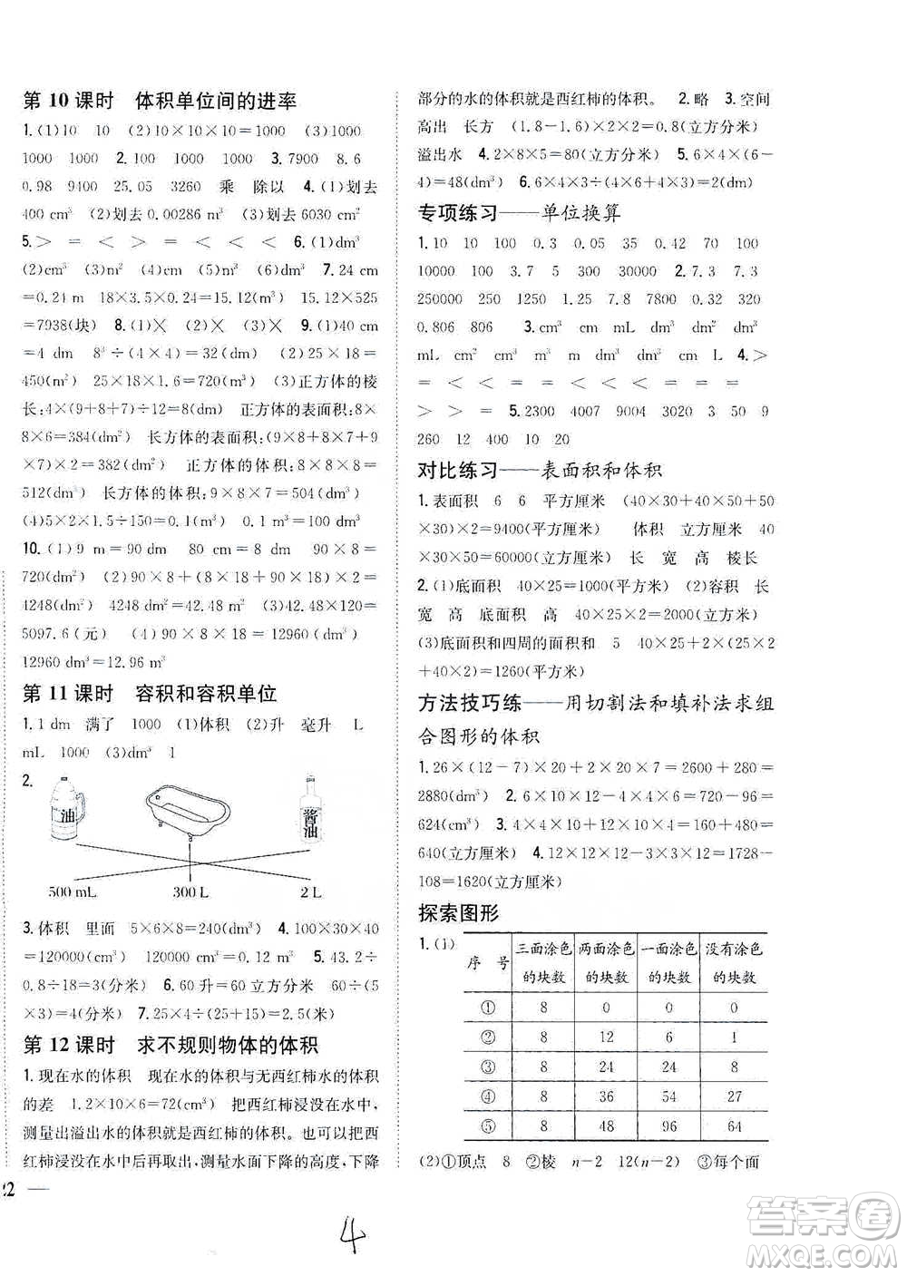 吉林人民出版社2021小學(xué)題幫五年級(jí)下冊(cè)數(shù)學(xué)人教版參考答案