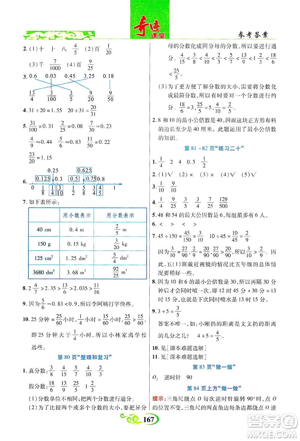 武漢出版社2021奇跡課堂數(shù)學(xué)五年級(jí)下冊(cè)人教版答案