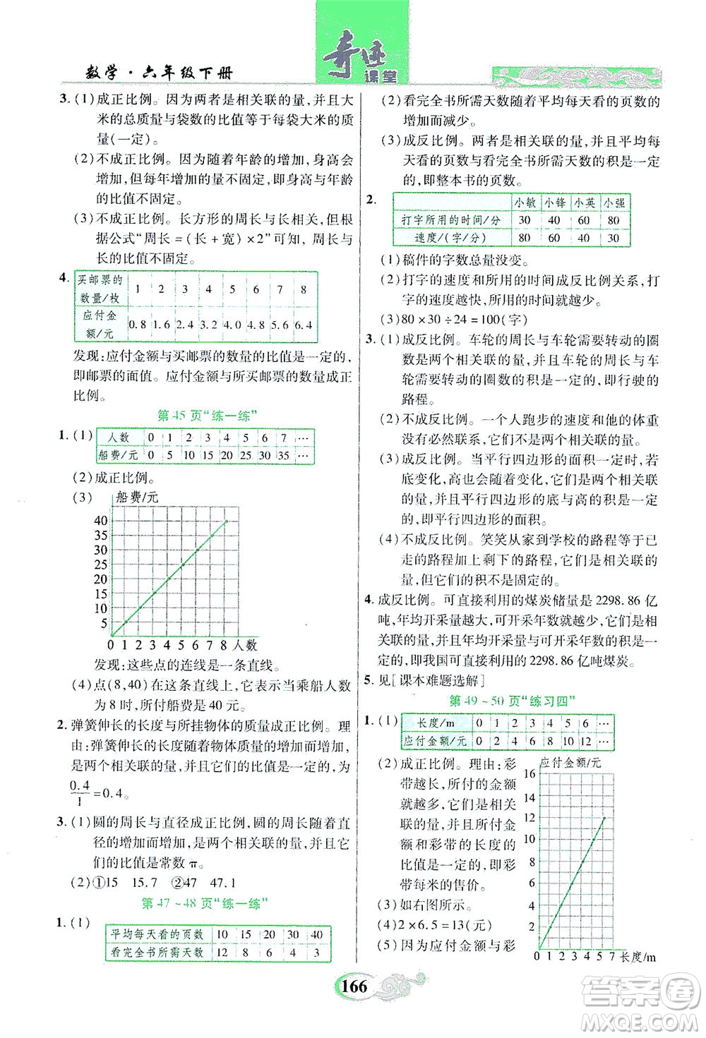 武漢出版社2021奇跡課堂數(shù)學(xué)六年級(jí)下冊(cè)北師版答案