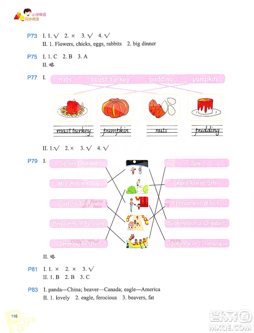 浙江教育出版社2021小學(xué)英語同步閱讀五年級下冊參考答案