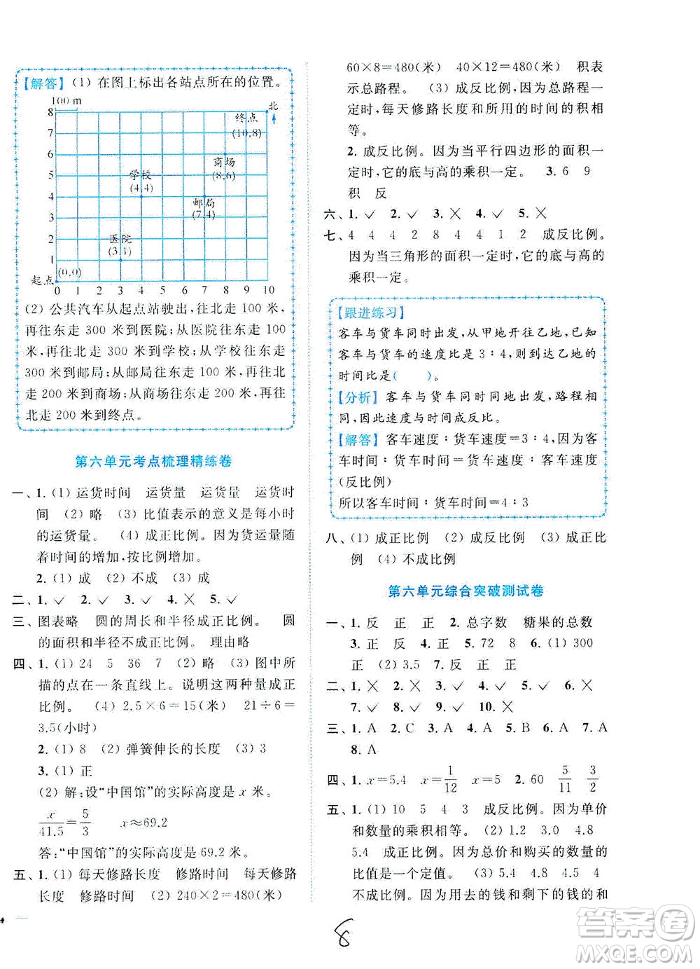 東南大學(xué)出版社2021年ENBO小天才全程復(fù)習(xí)與測(cè)試數(shù)學(xué)六年級(jí)下冊(cè)江蘇版答案