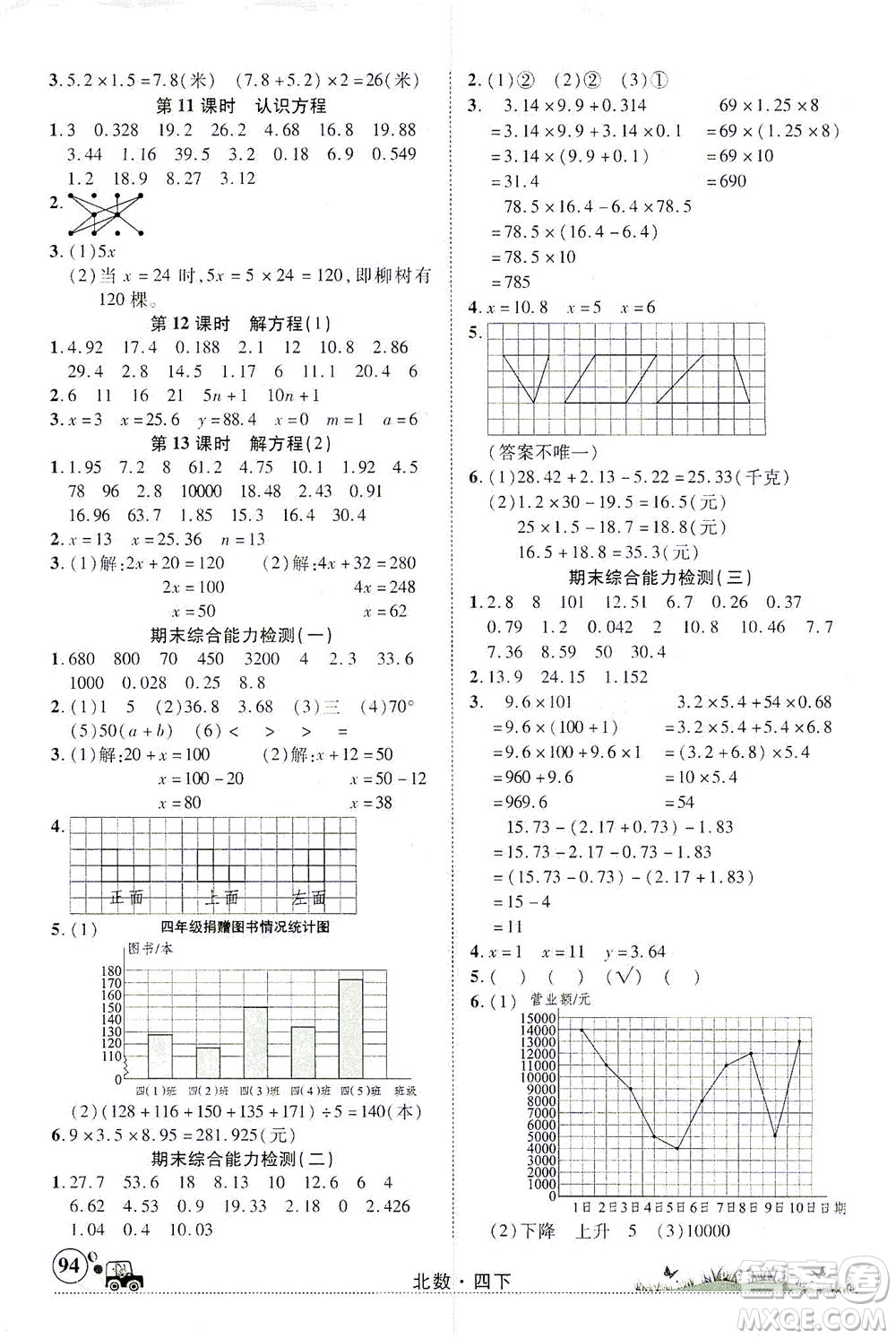 新疆青少年出版社2021英才小靈通北數(shù)四年級(jí)下冊(cè)答案