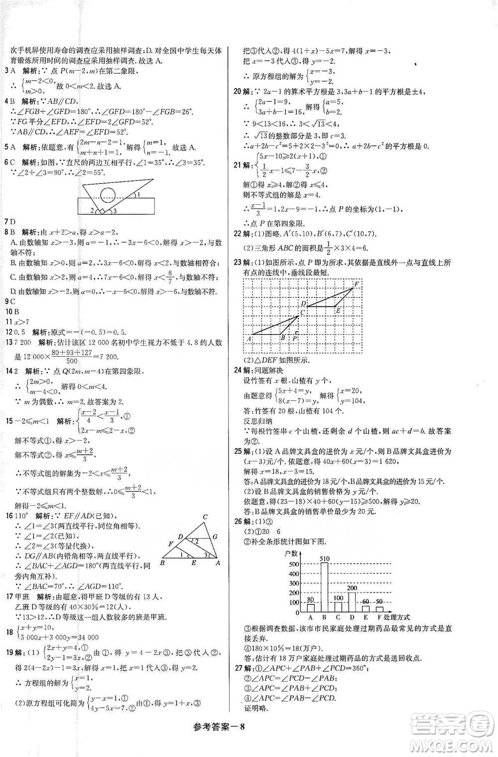 北京教育出版社2021年1+1輕巧奪冠優(yōu)化訓(xùn)練七年級(jí)下冊(cè)數(shù)學(xué)人教版參考答案