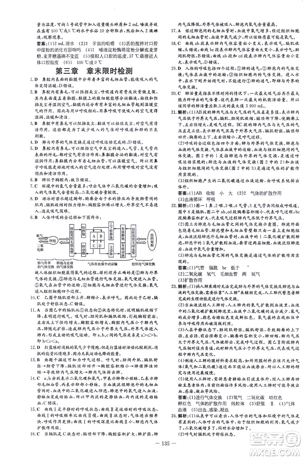 新世紀(jì)出版社2021練案課時作業(yè)本生物七年級下冊人教版答案