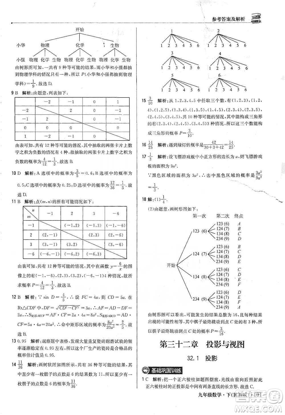 北京教育出版社2021年1+1輕巧奪冠優(yōu)化訓(xùn)練九年級下冊數(shù)學(xué)冀教版參考答案