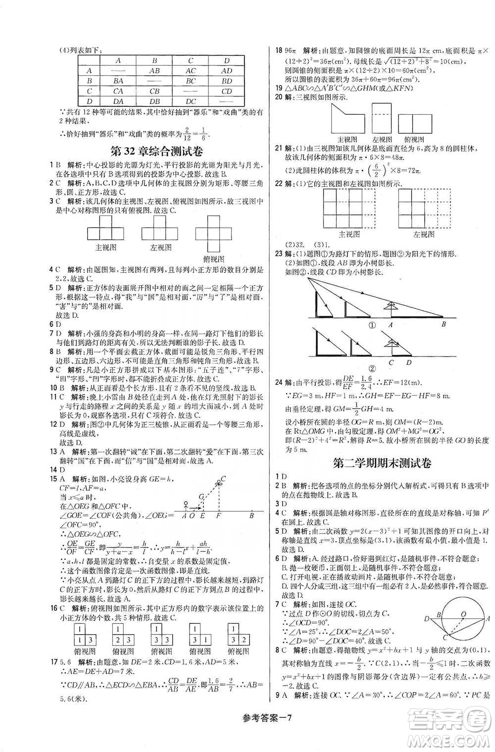 北京教育出版社2021年1+1輕巧奪冠優(yōu)化訓(xùn)練九年級下冊數(shù)學(xué)冀教版參考答案