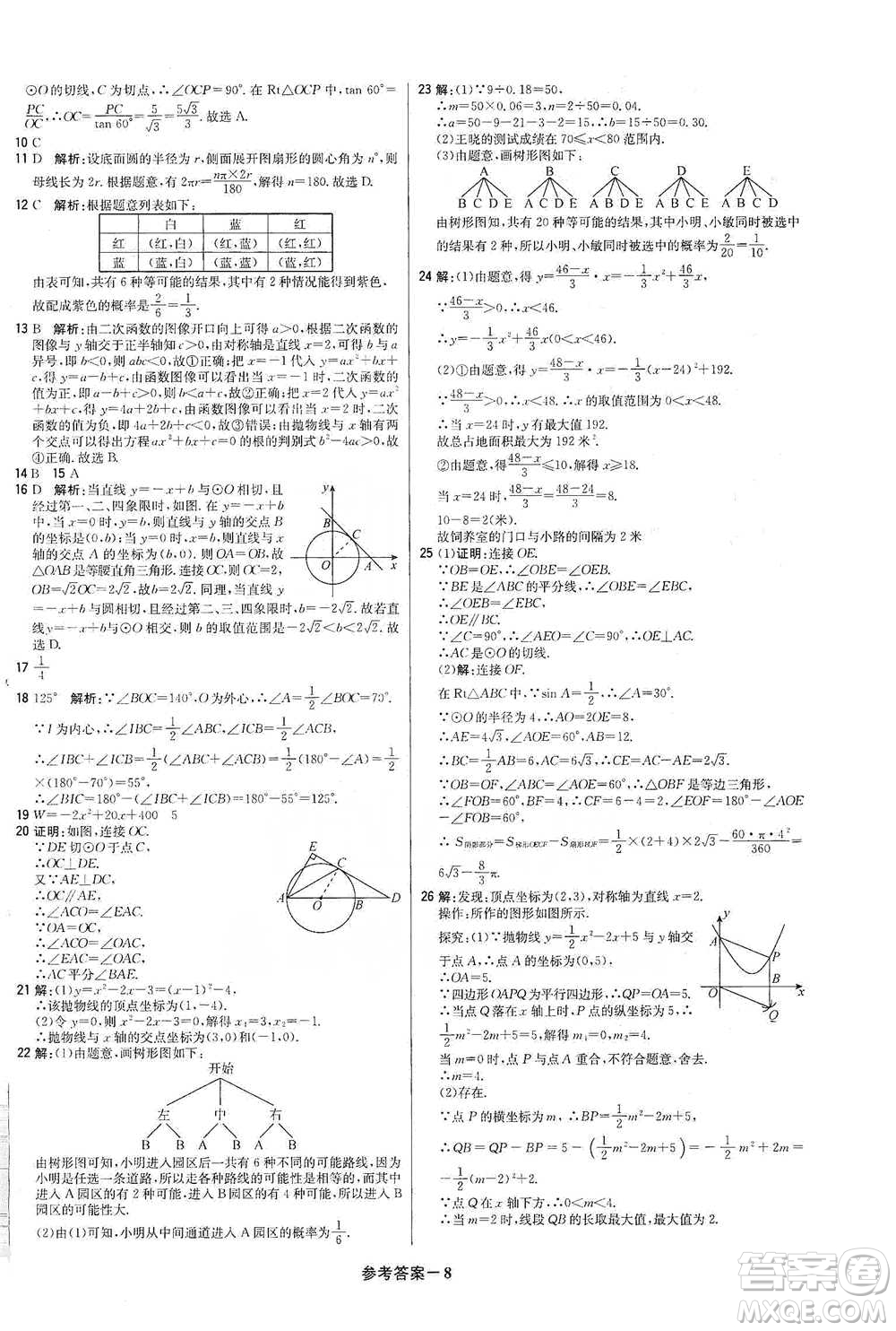 北京教育出版社2021年1+1輕巧奪冠優(yōu)化訓(xùn)練九年級下冊數(shù)學(xué)冀教版參考答案