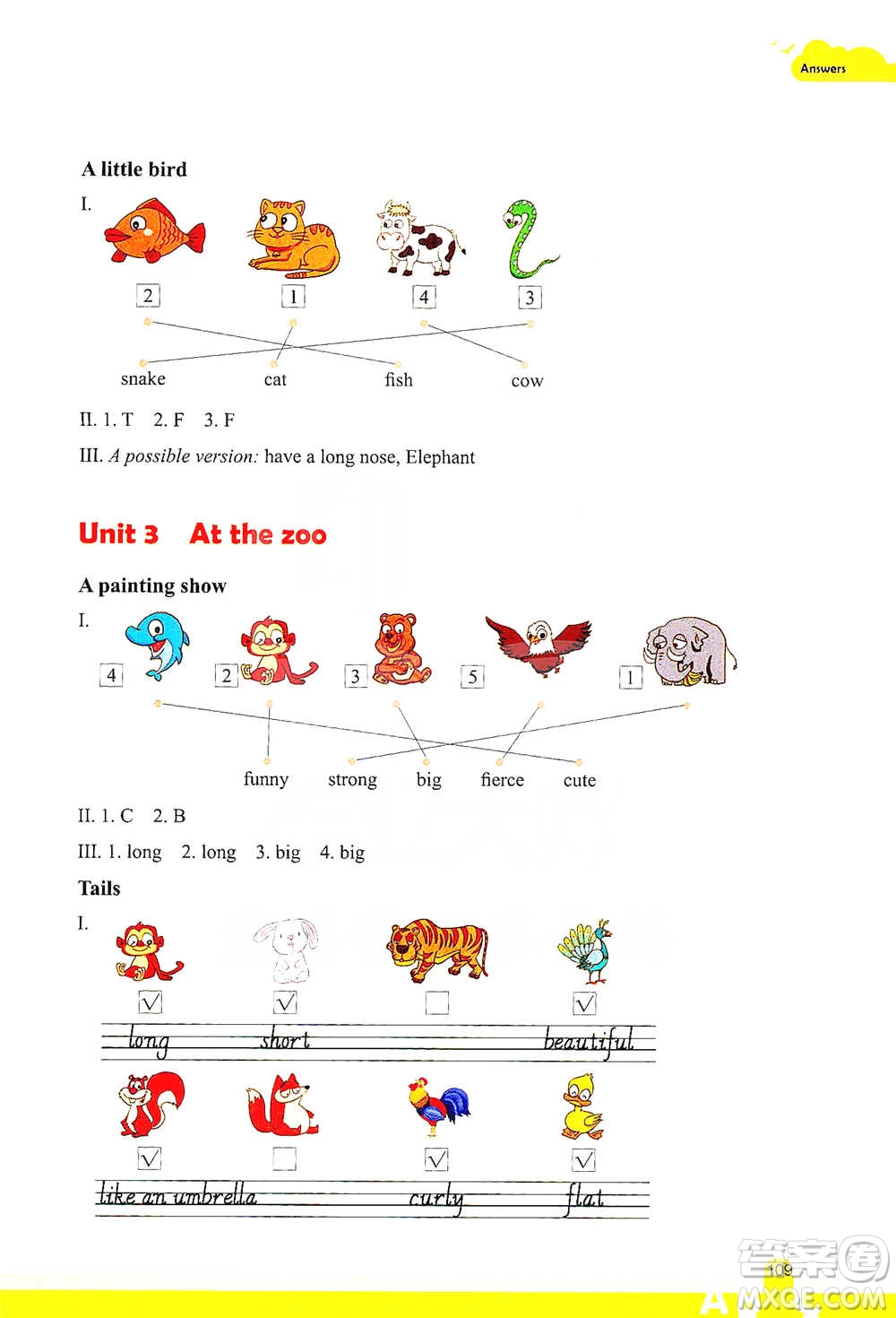 浙江教育出版社2021小學英語閱讀強化訓練三年級下冊參考答案