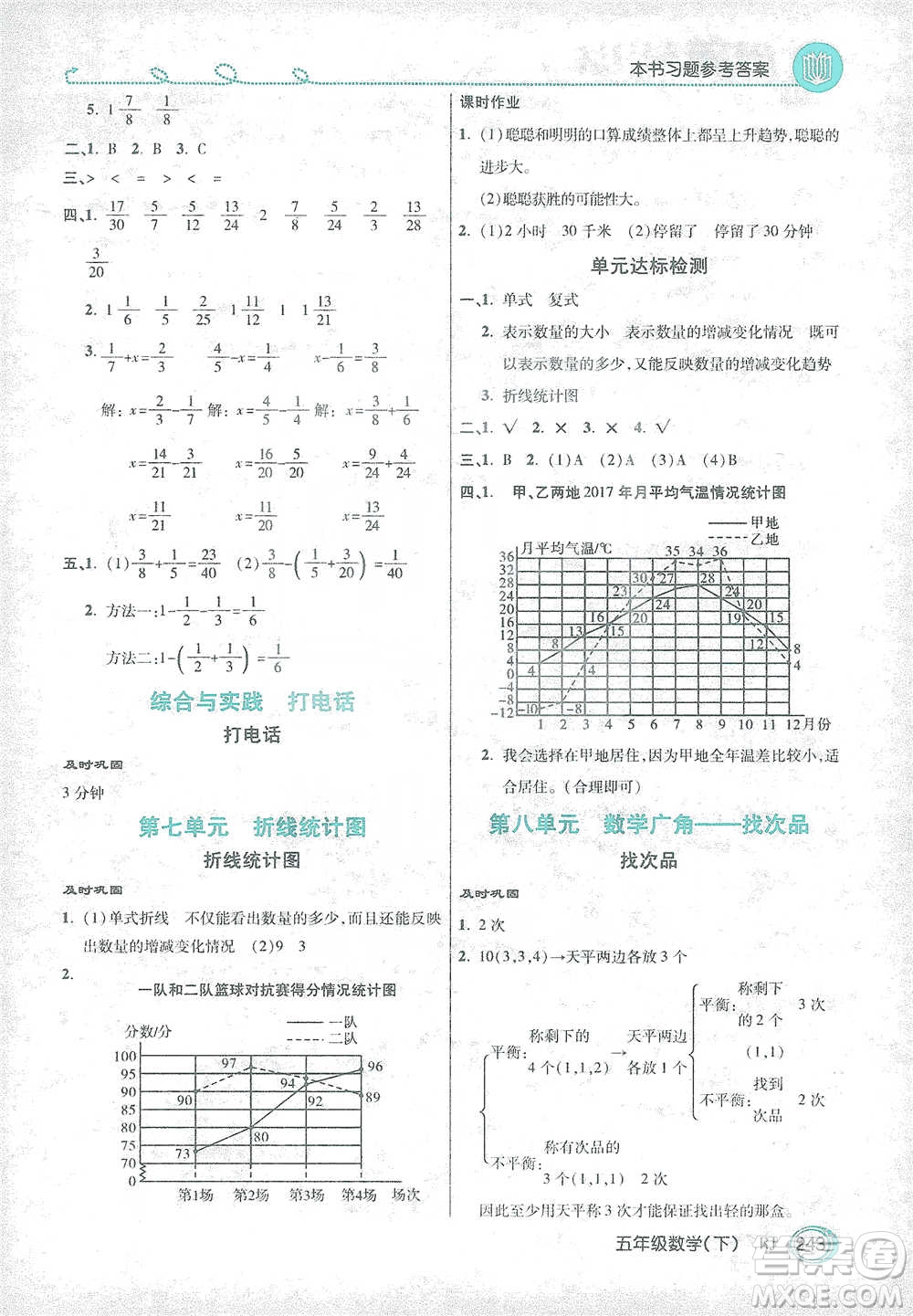 開明出版社2021倍速學(xué)習(xí)法五年級數(shù)學(xué)下冊人教版參考答案