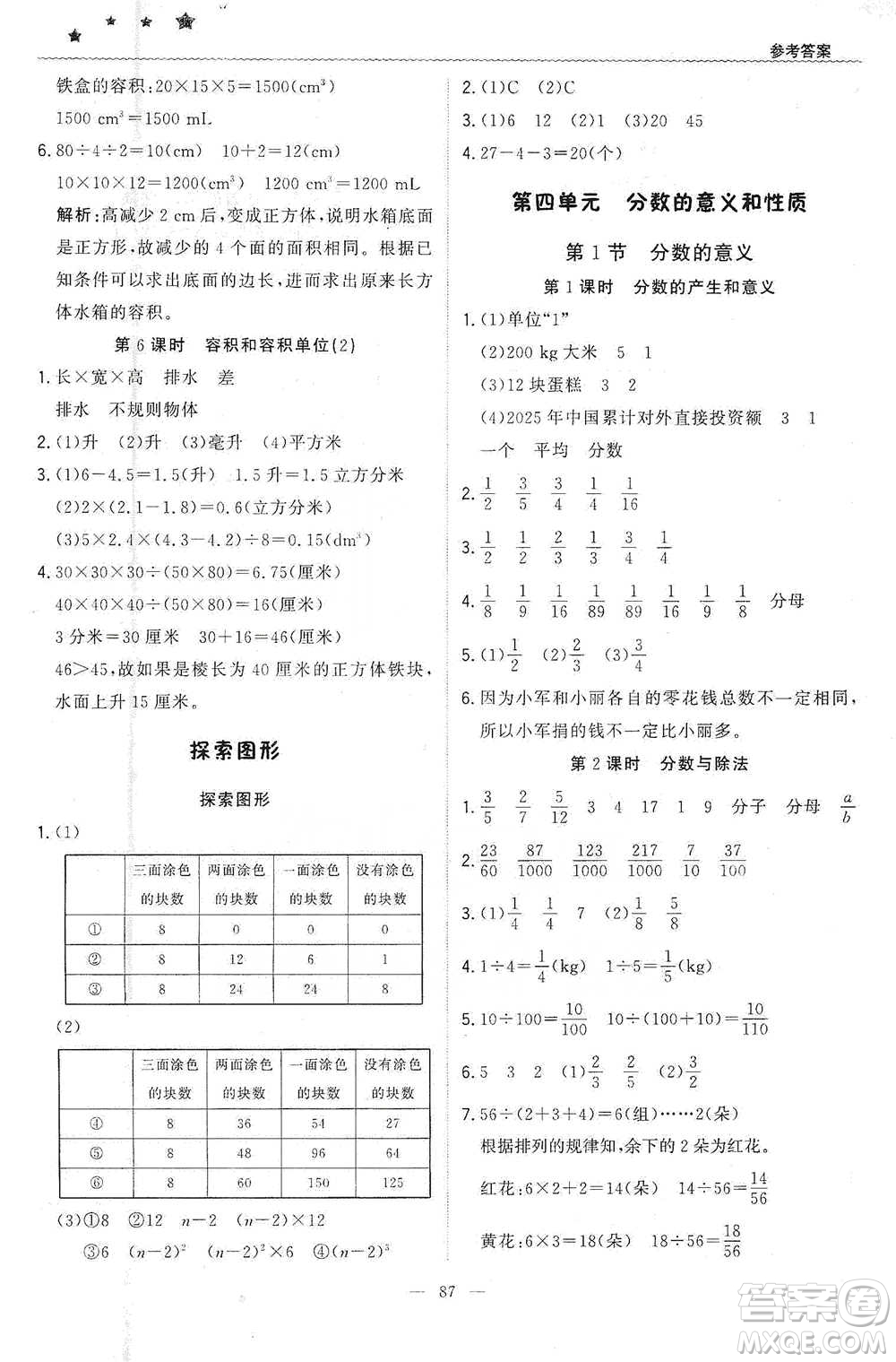 北京教育出版社2021年1+1輕巧奪冠優(yōu)化訓(xùn)練五年級(jí)下冊(cè)數(shù)學(xué)人教版參考答案