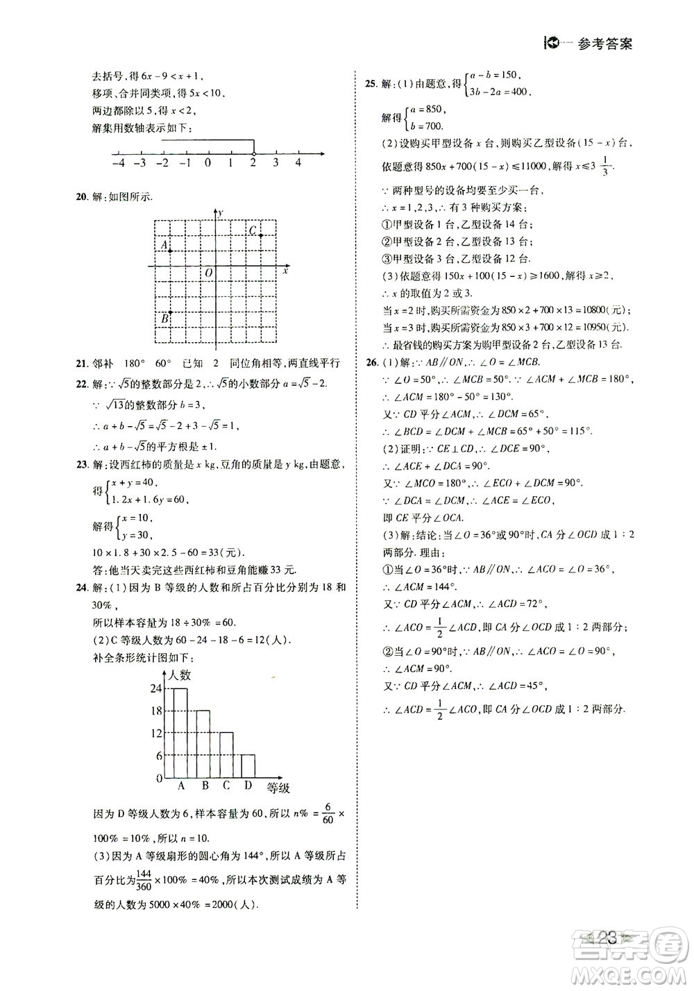 北方婦女兒童出版社2021勝券在握打好基礎(chǔ)作業(yè)本七年級數(shù)學下冊RJ人教版答案