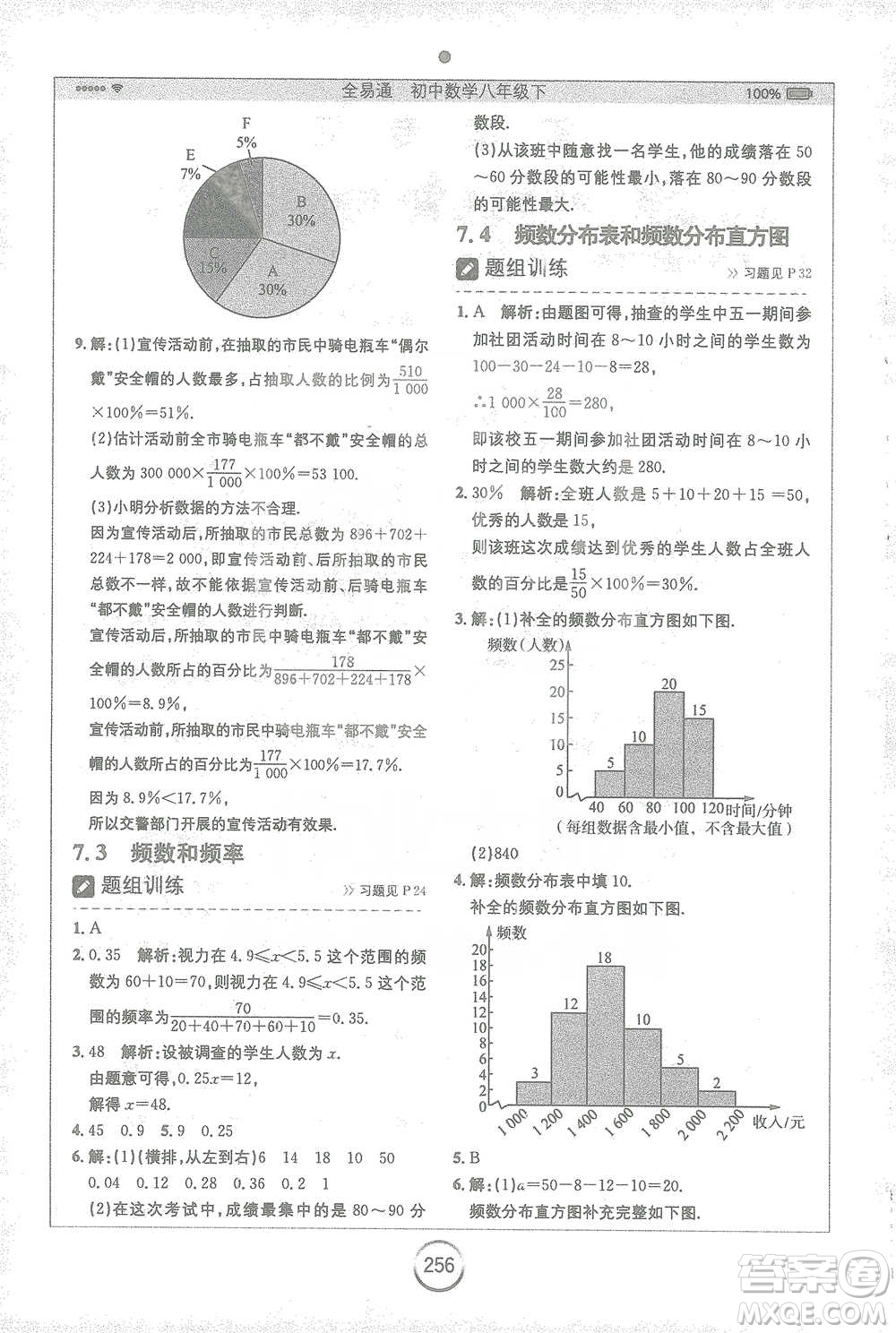 安徽人民出版社2021全易通初中數(shù)學八年級下冊蘇科版參考答案