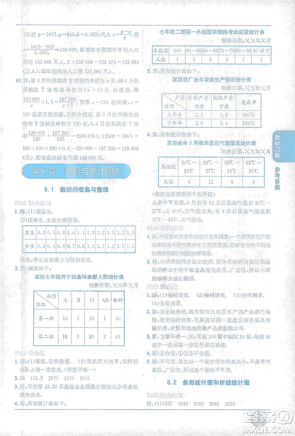 新疆青少年出版社2021教材1+1全解精練七年級下冊數(shù)學浙教版參考答案