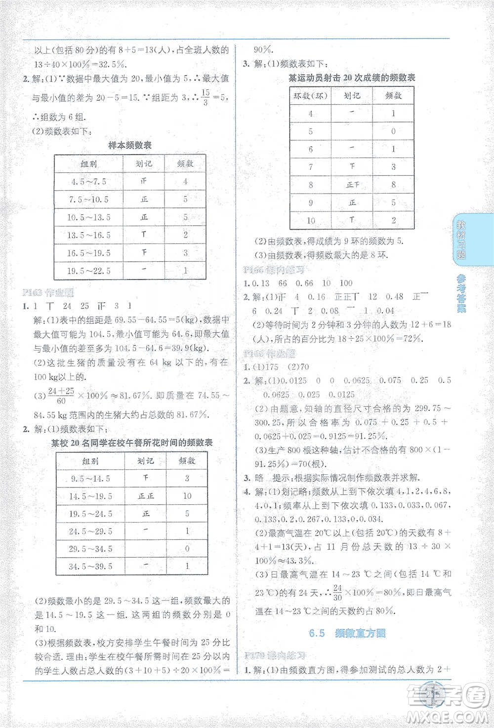 新疆青少年出版社2021教材1+1全解精練七年級下冊數(shù)學浙教版參考答案