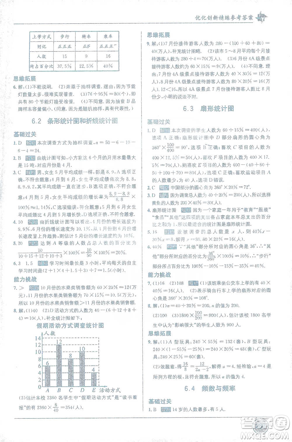 新疆青少年出版社2021教材1+1全解精練七年級下冊數(shù)學浙教版參考答案