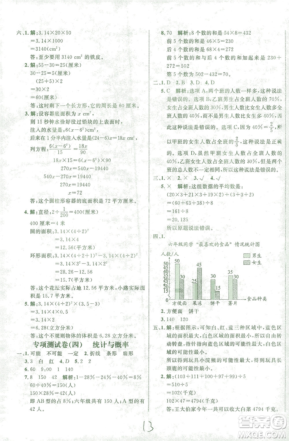 上海大學(xué)出版社2021過關(guān)沖刺100分數(shù)學(xué)六年級下冊人教版答案