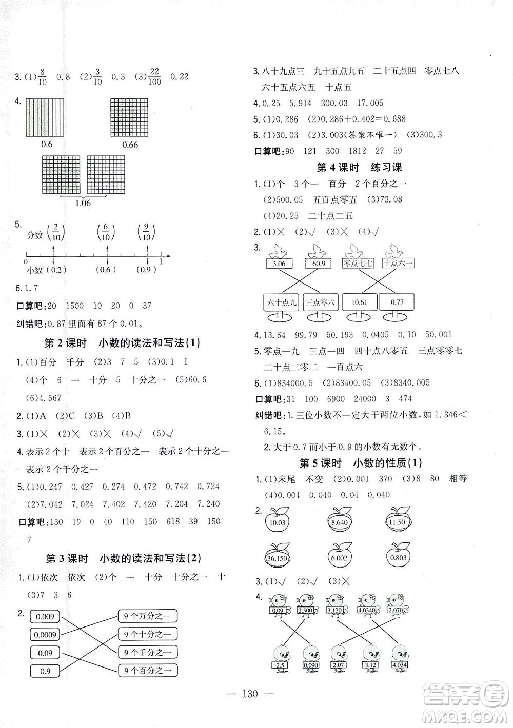 浙江大學(xué)出版社2021課時(shí)特訓(xùn)優(yōu)化作業(yè)本四年級(jí)數(shù)學(xué)下冊(cè)人教版答案