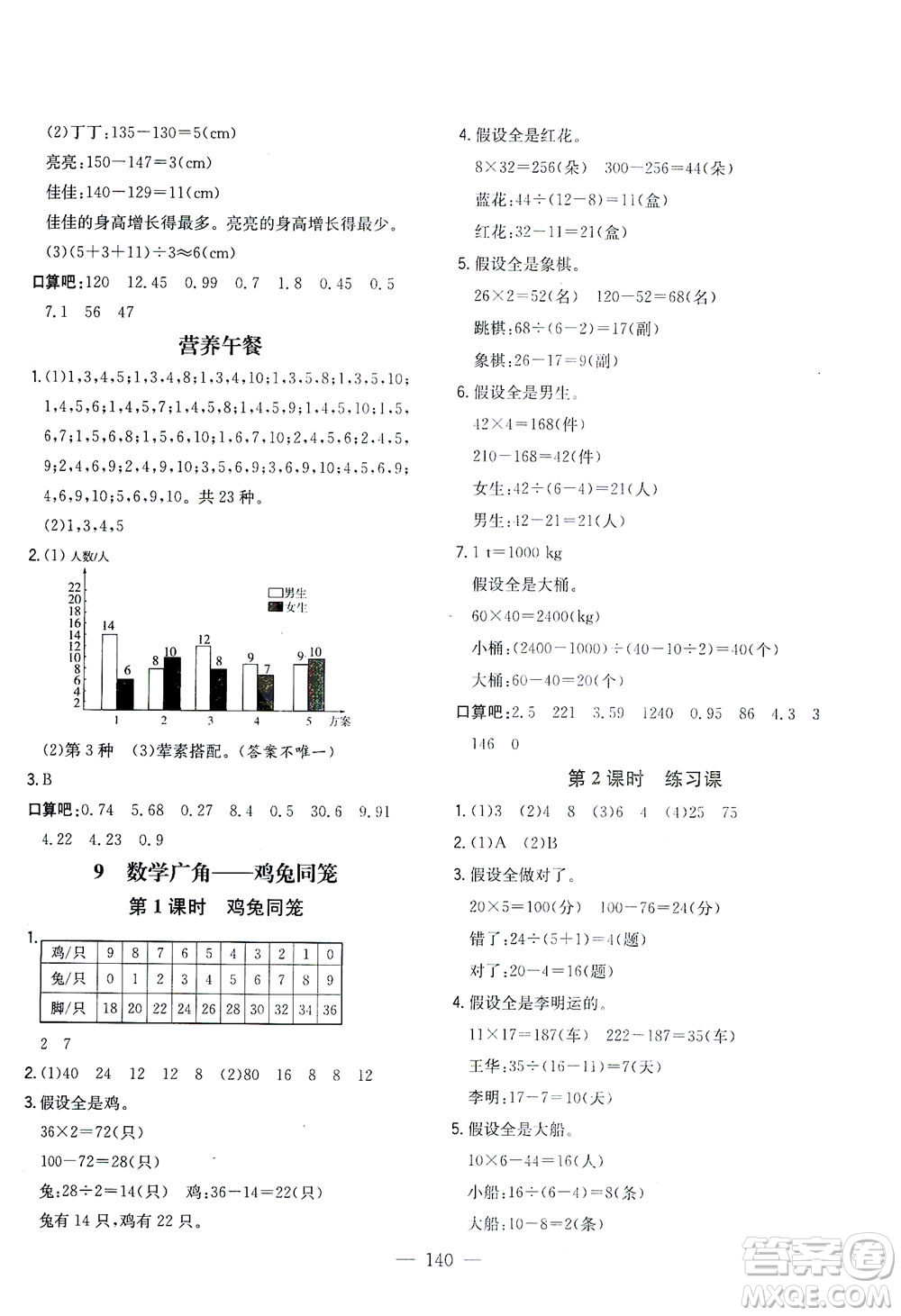 浙江大學(xué)出版社2021課時(shí)特訓(xùn)優(yōu)化作業(yè)本四年級(jí)數(shù)學(xué)下冊(cè)人教版答案