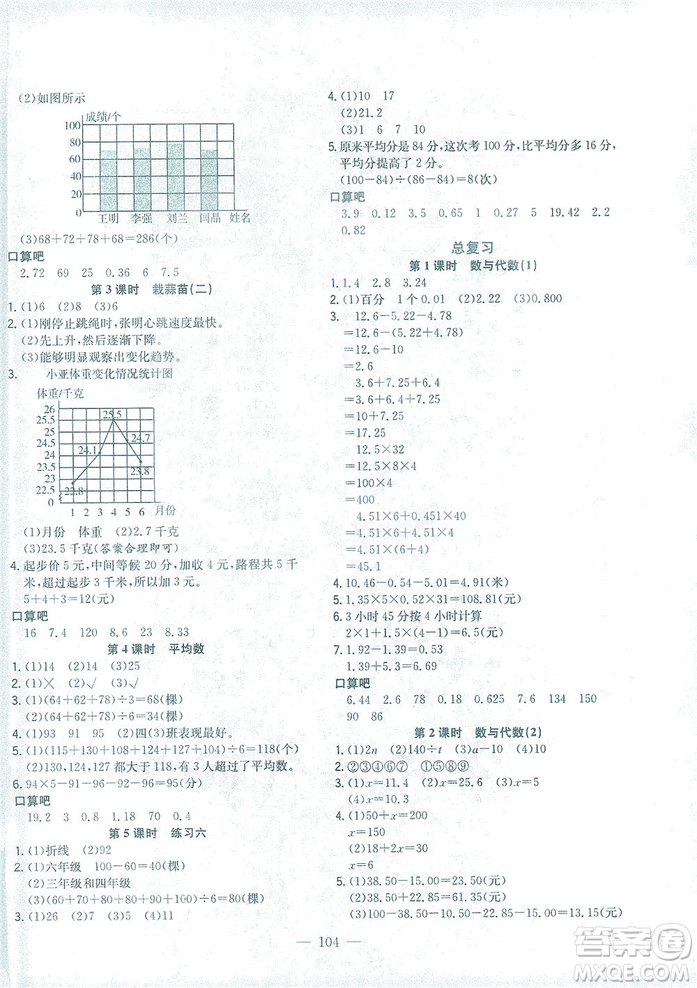 浙江大學(xué)出版社2021課時特訓(xùn)優(yōu)化作業(yè)本四年級數(shù)學(xué)下冊北師大版答案