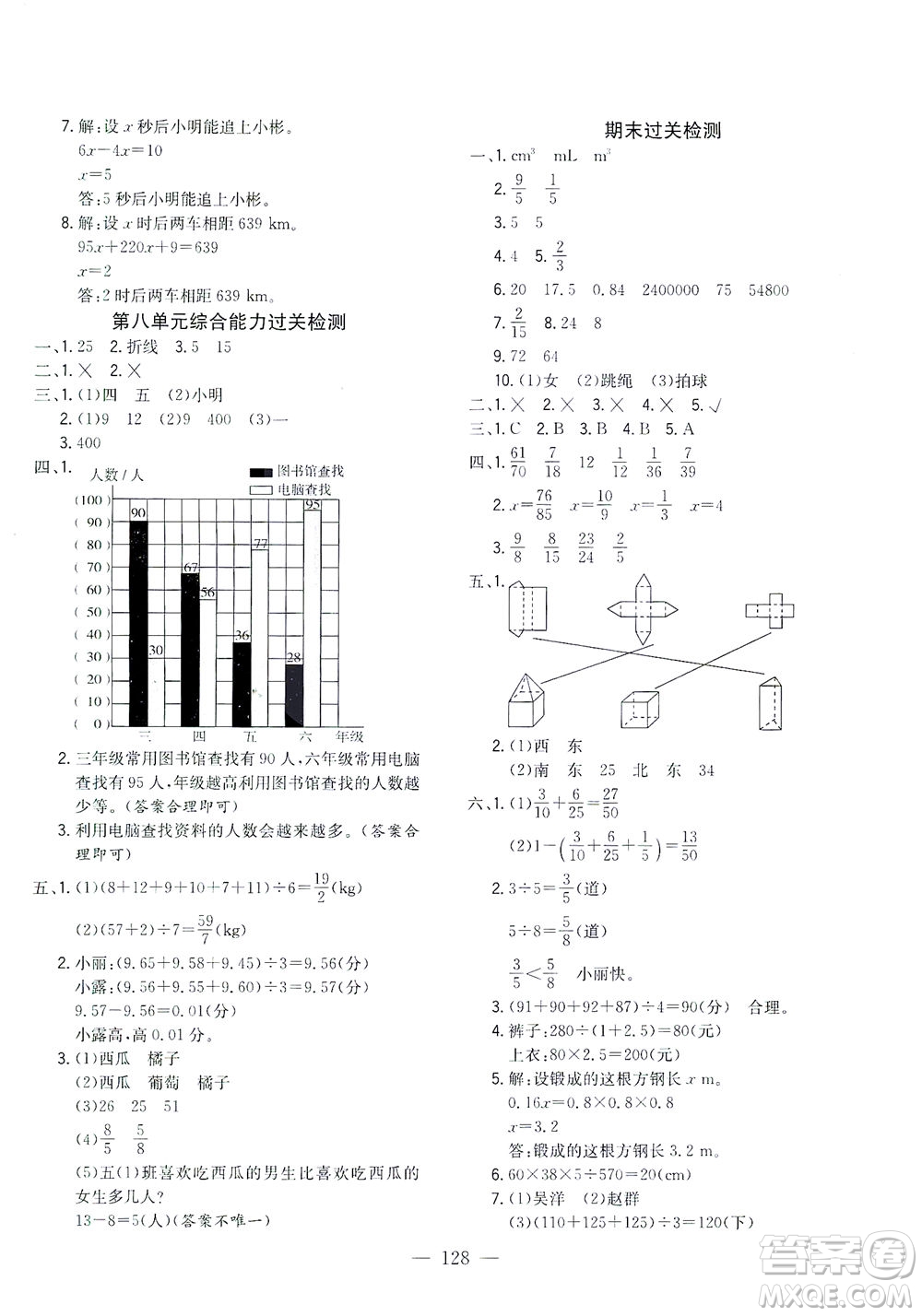 浙江大學出版社2021課時特訓優(yōu)化作業(yè)本五年級數學下冊北師大版答案