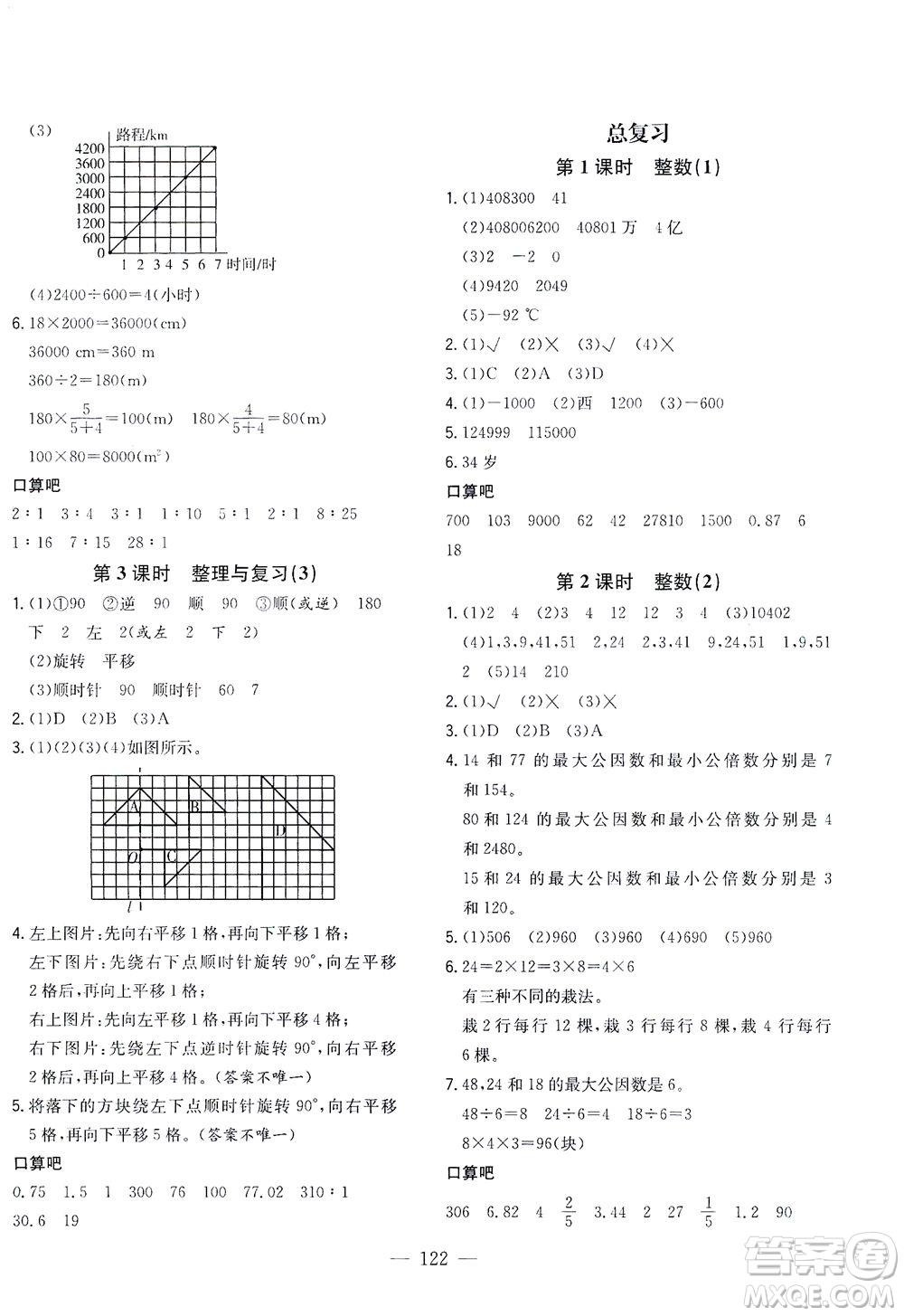 浙江大學(xué)出版社2021課時特訓(xùn)優(yōu)化作業(yè)本六年級數(shù)學(xué)下冊北師大版答案