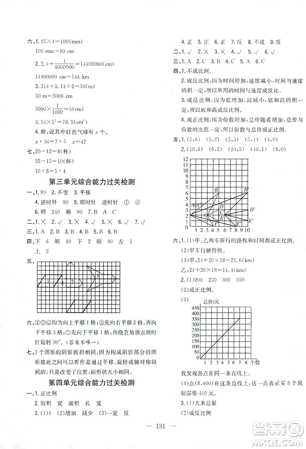 浙江大學(xué)出版社2021課時特訓(xùn)優(yōu)化作業(yè)本六年級數(shù)學(xué)下冊北師大版答案