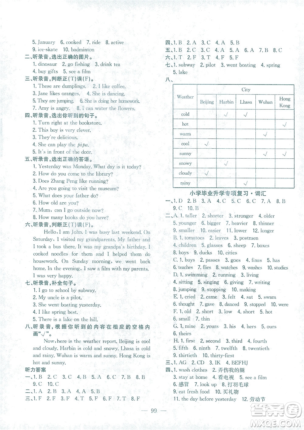 浙江大學(xué)出版社2021課時(shí)特訓(xùn)優(yōu)化作業(yè)本六年級英語下冊PEP版答案