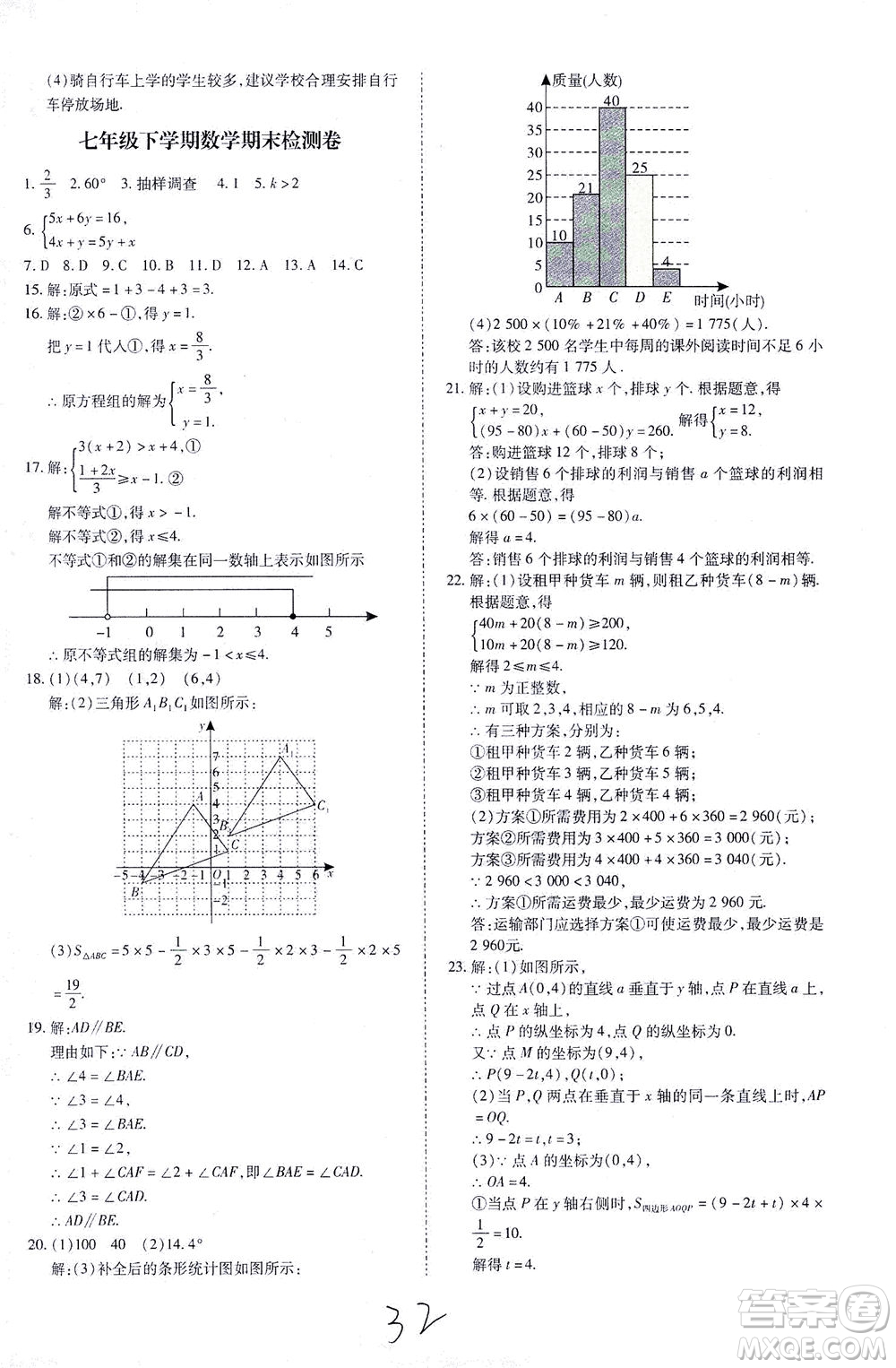 內蒙古少年兒童出版社2021本土攻略七年級數學下冊人教版答案