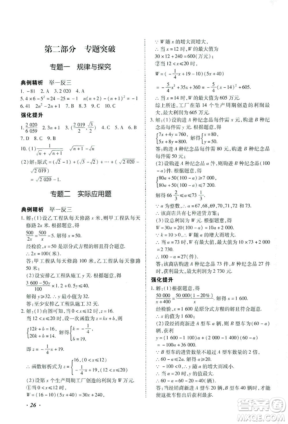 延邊教育出版社2021本土攻略精準(zhǔn)復(fù)習(xí)方案九年級(jí)數(shù)學(xué)下冊(cè)人教版答案