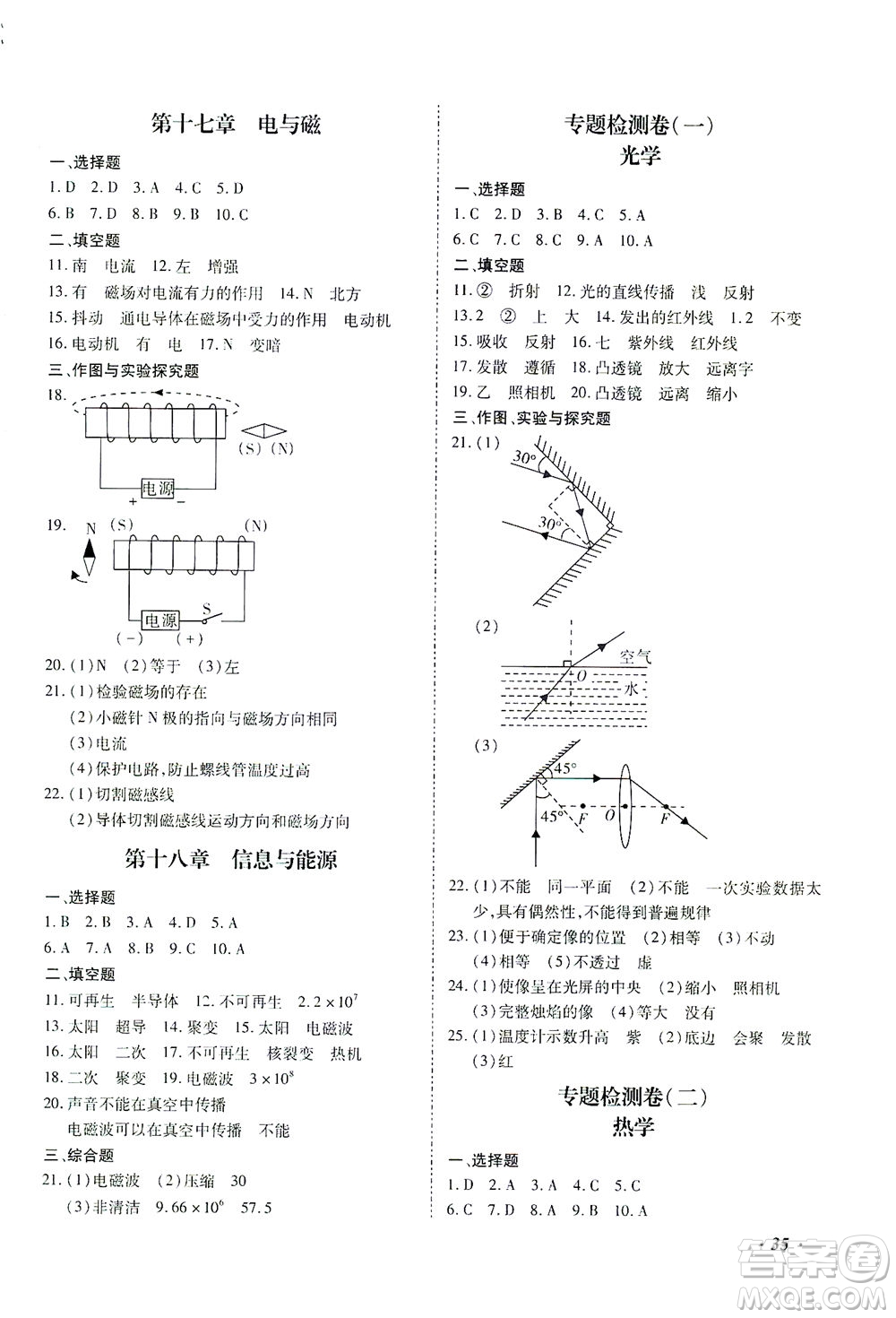 延邊教育出版社2021本土攻略精準(zhǔn)復(fù)習(xí)方案九年級(jí)物理下冊(cè)人教版云南專版答案