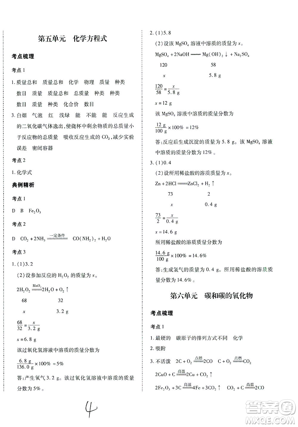 延邊教育出版社2021本土攻略精準復習方案九年級化學下冊人教版云南專版答案