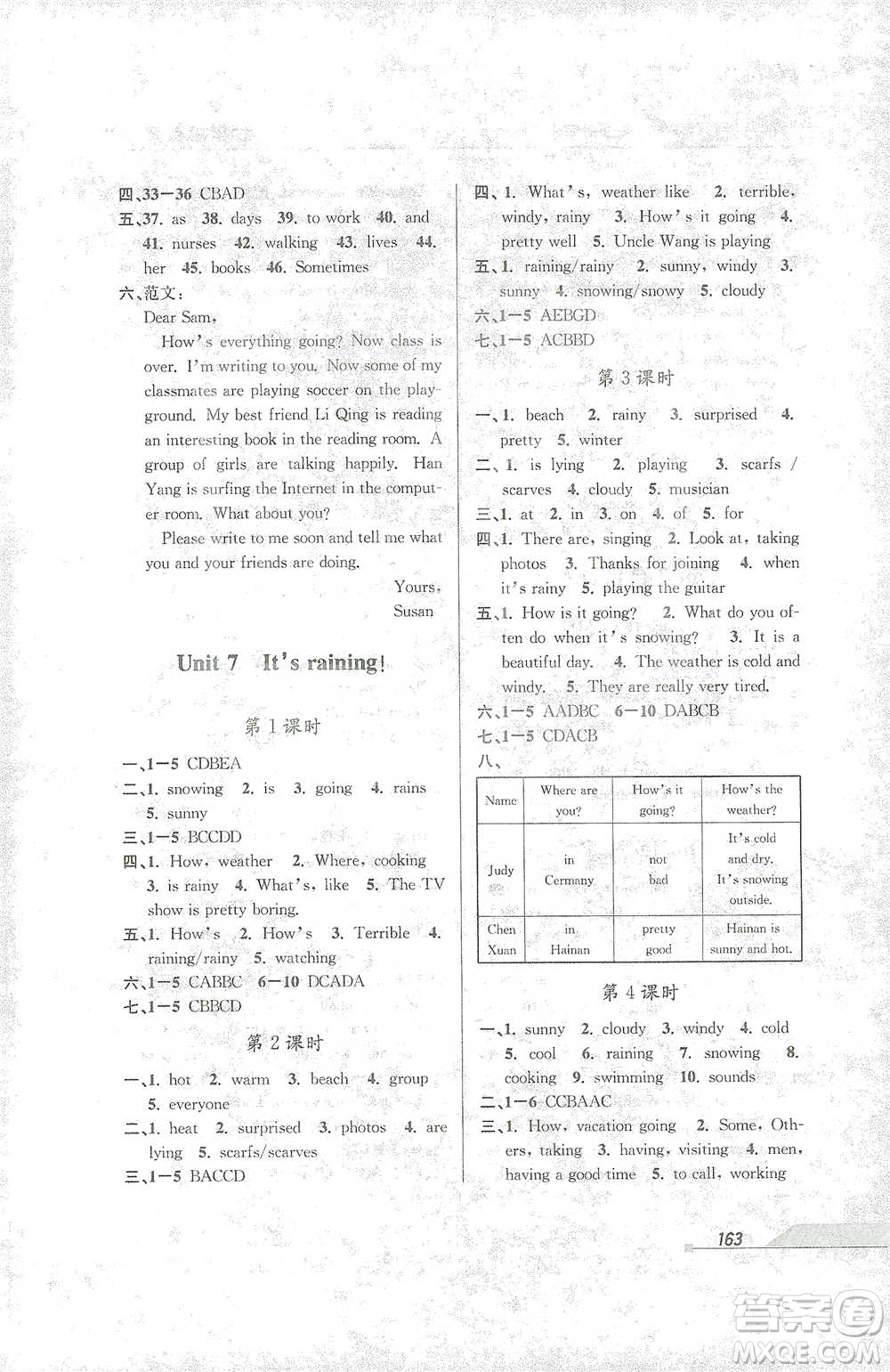 開(kāi)明出版社2021當(dāng)堂練新課時(shí)同步訓(xùn)練七年級(jí)下冊(cè)英語(yǔ)人教版參考答案