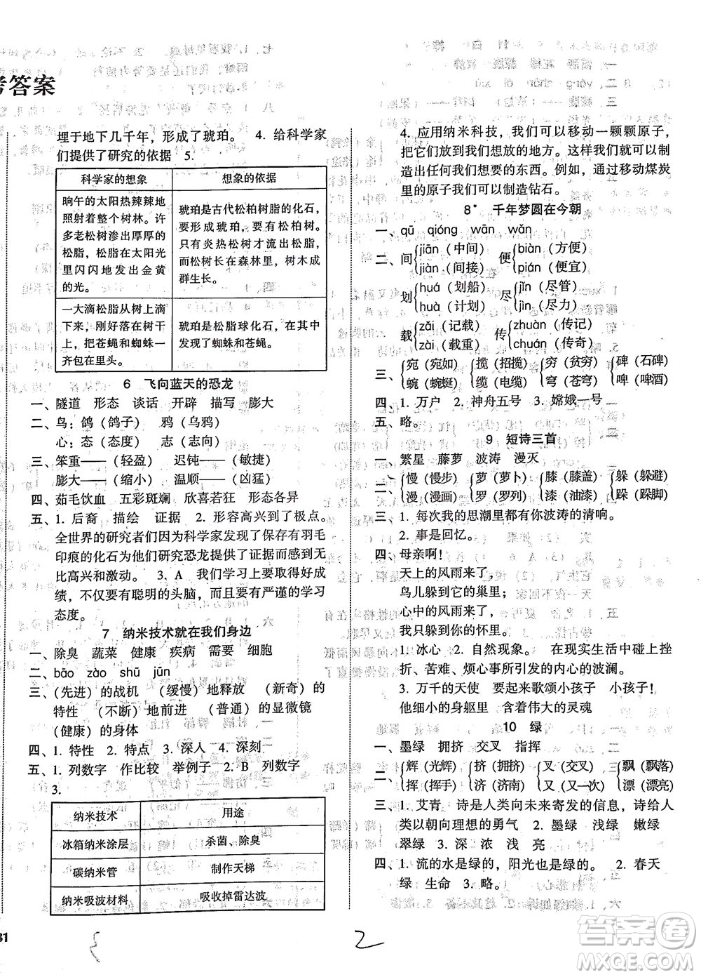 遼寧教育出版社2021尖子生課時作業(yè)四年級語文下冊人教版答案