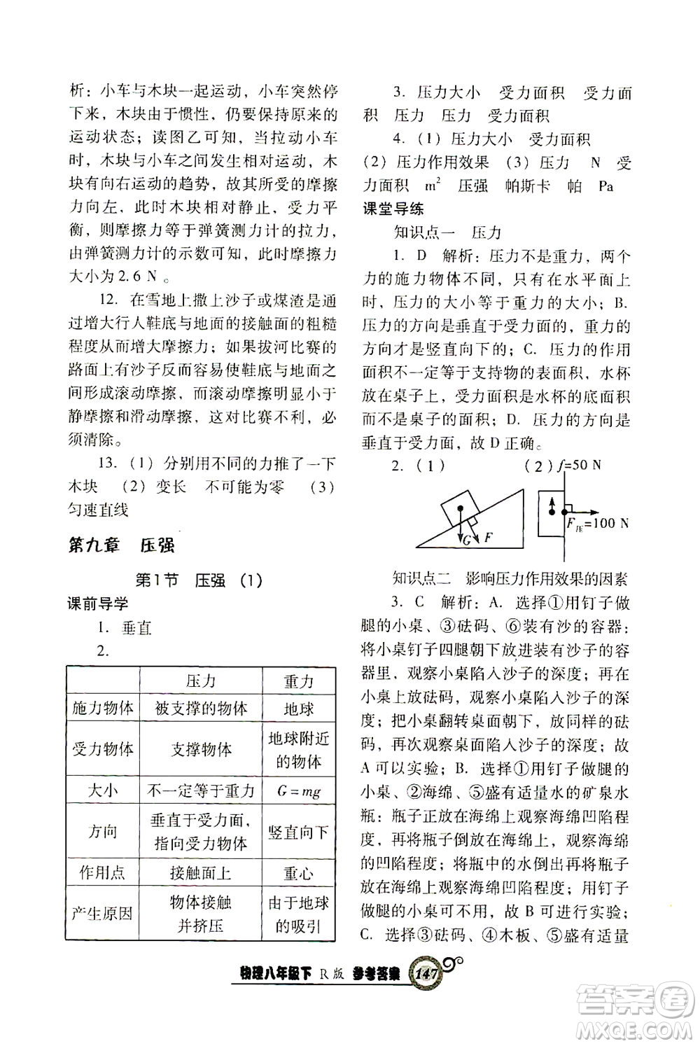 遼寧教育出版社2021尖子生課時(shí)作業(yè)八年級物理下冊人教版答案