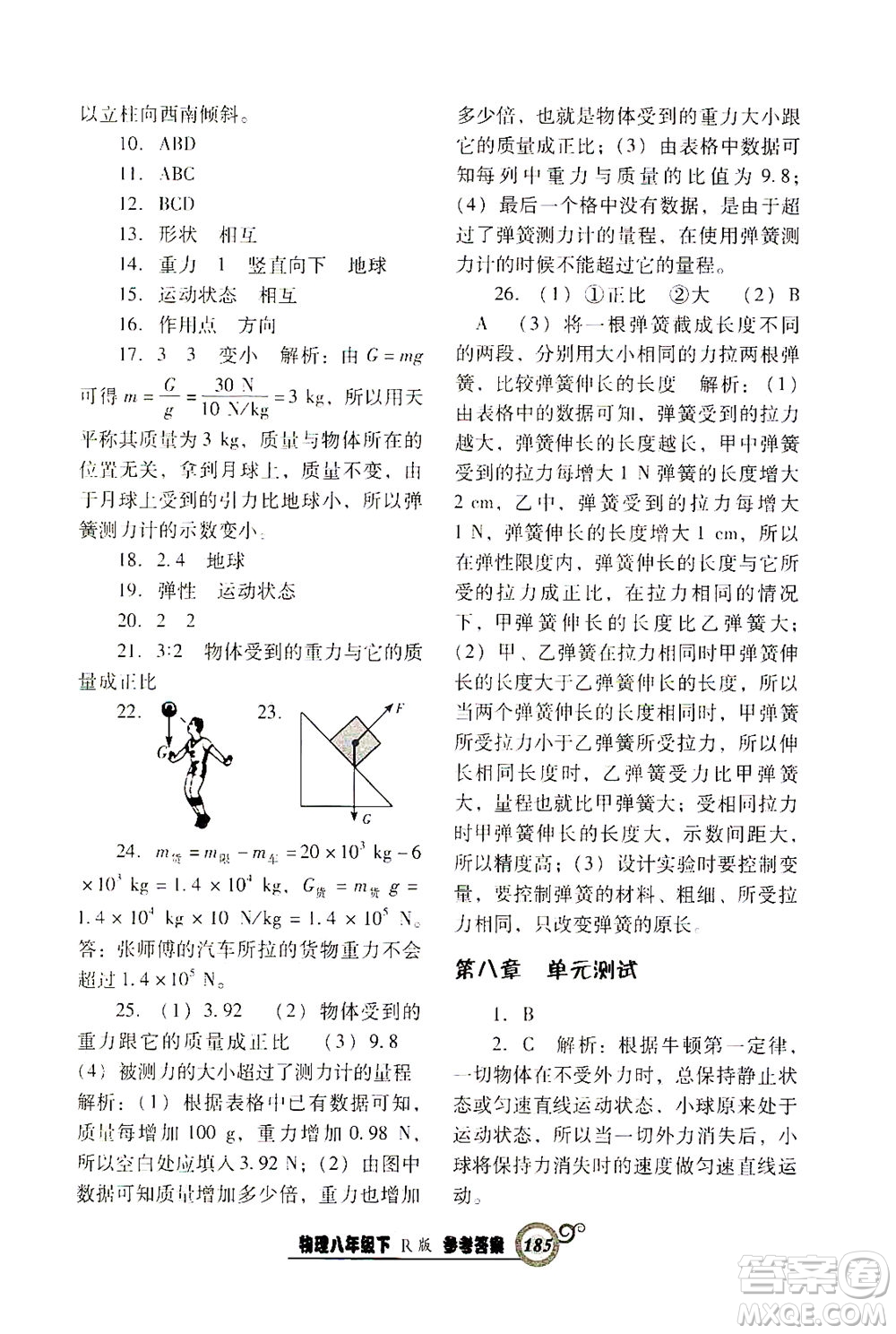 遼寧教育出版社2021尖子生課時(shí)作業(yè)八年級物理下冊人教版答案