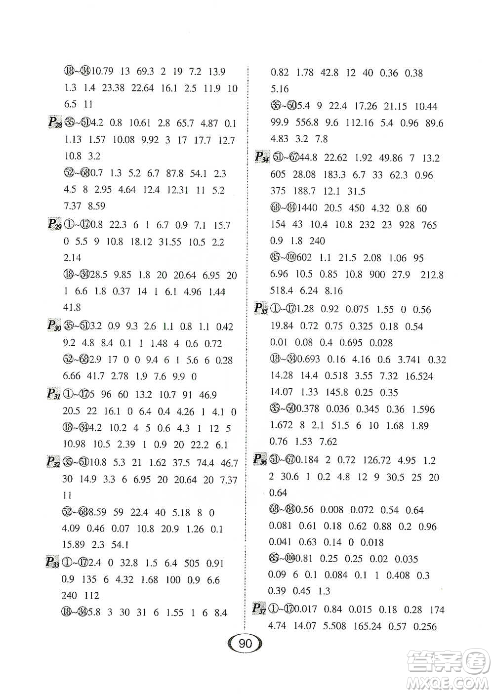 河北少年兒童出版社2021每天100道口算題卡口算+專項(xiàng)四年級(jí)下冊(cè)北師大版參考答案