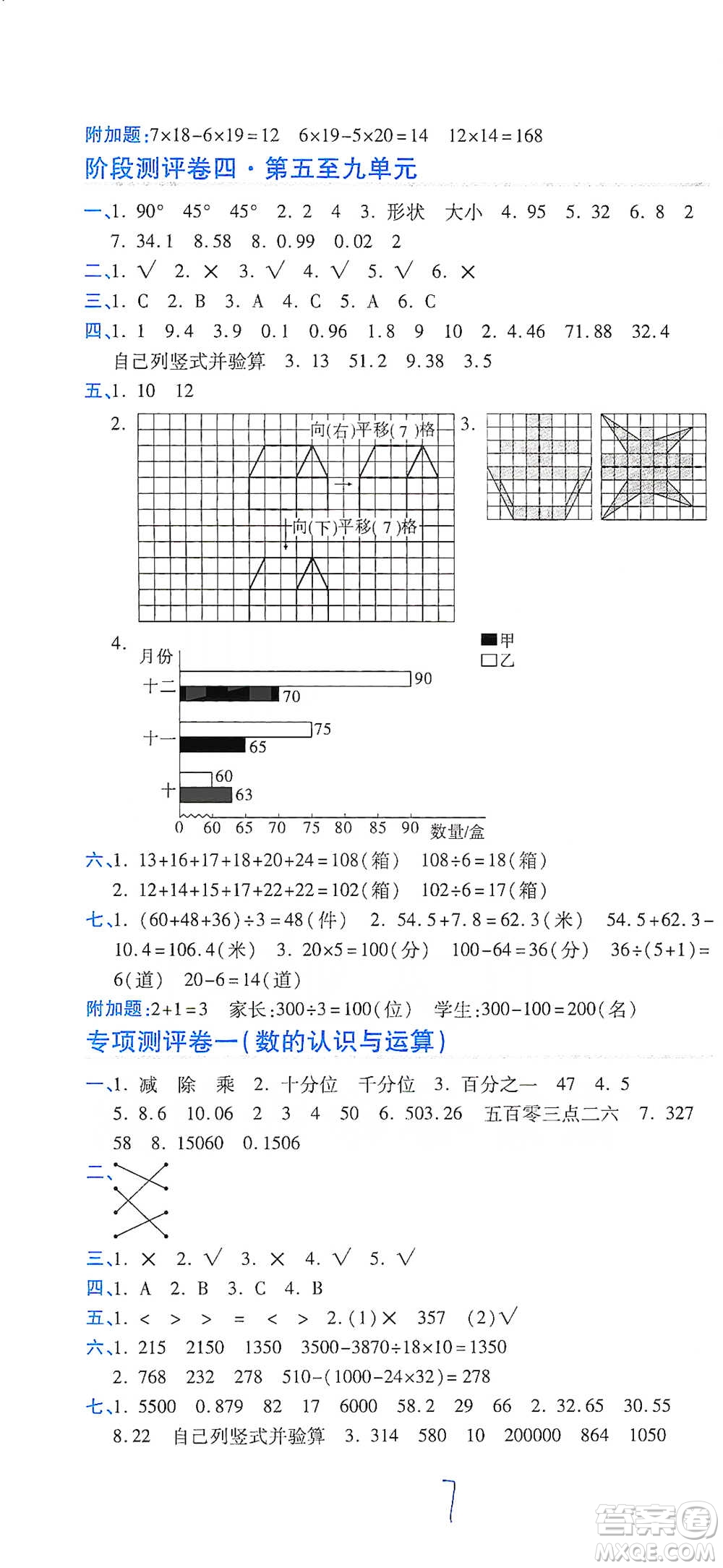 開明出版社2021期末100分沖刺卷四年級下冊數(shù)學(xué)人教版參考答案