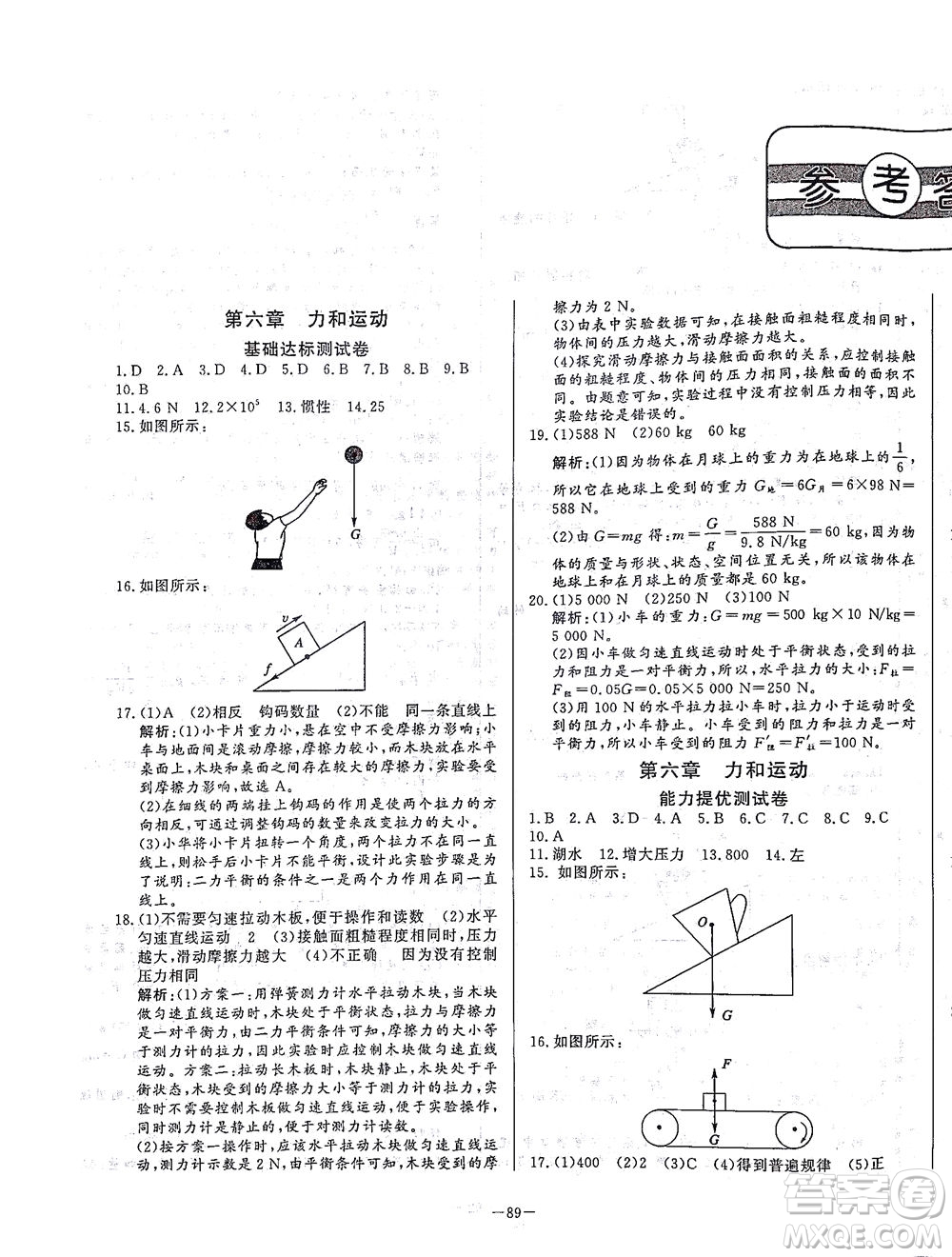 山東文藝出版社2021初中單元提優(yōu)測(cè)試卷八年級(jí)物理下冊(cè)魯教版五四學(xué)制答案