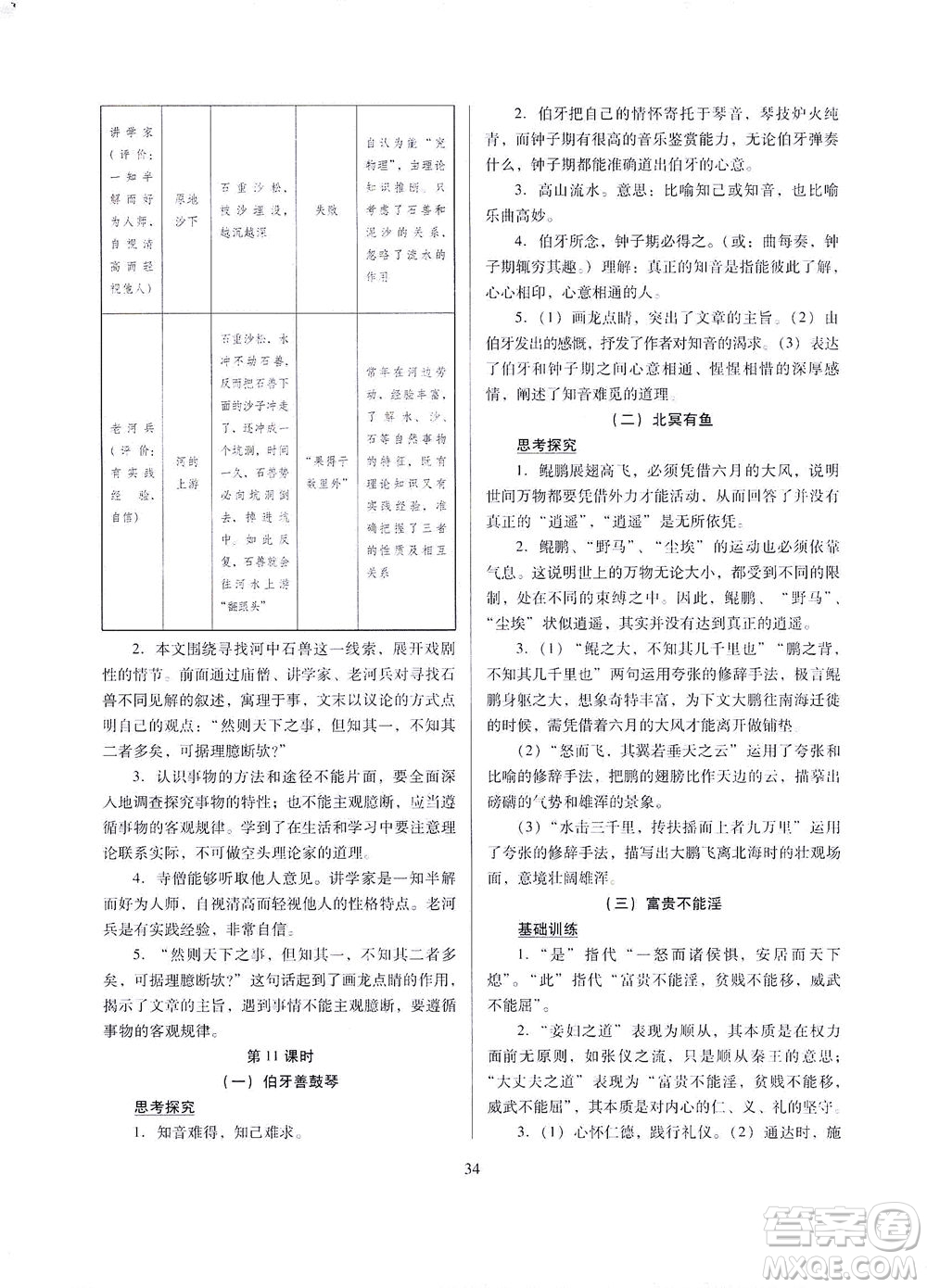 山西教育出版社2021山西省中考指導(dǎo)語(yǔ)文人教版答案