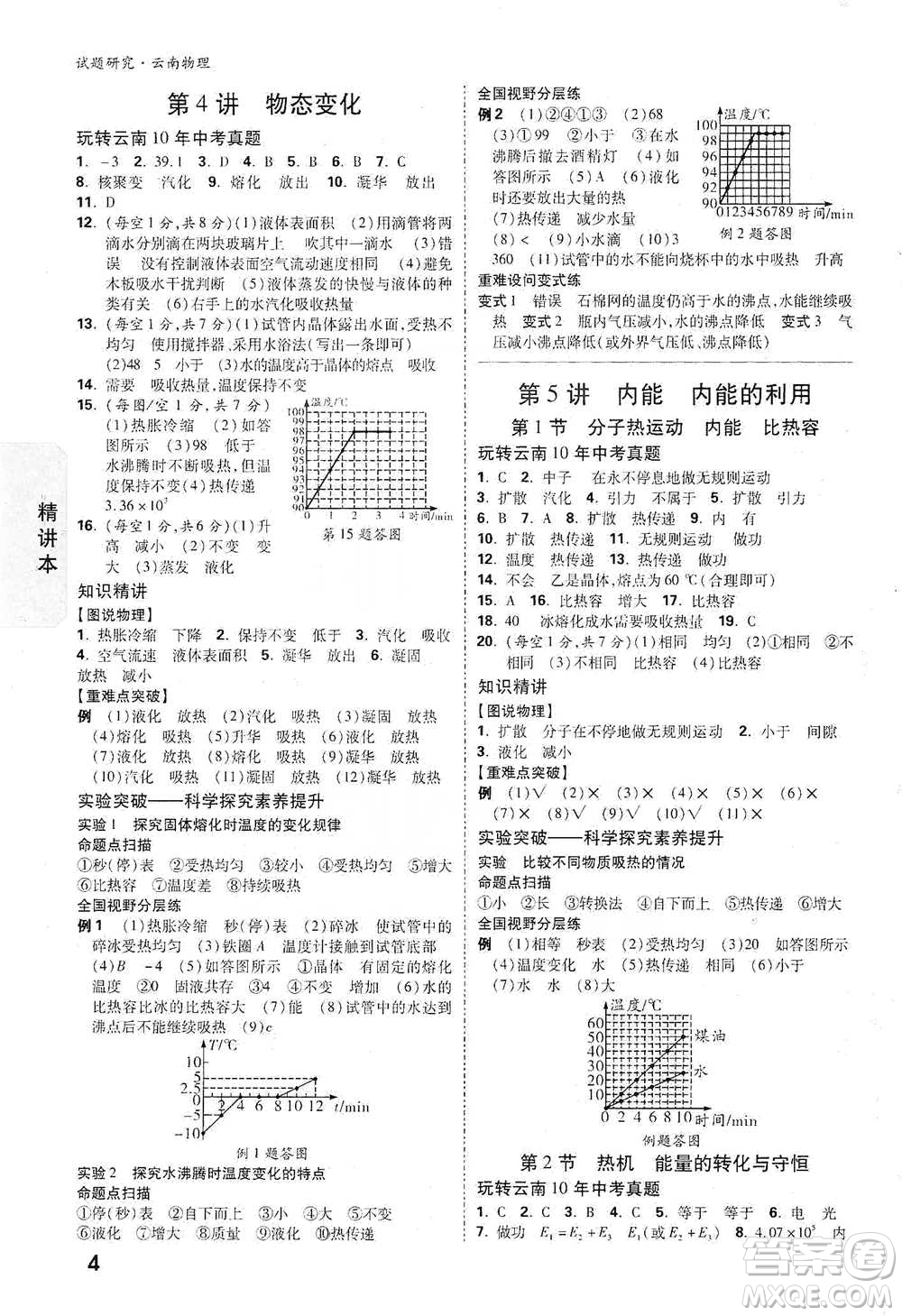 新疆青少年出版社2021萬唯中考試題研究物理云南專版通用版參考答案